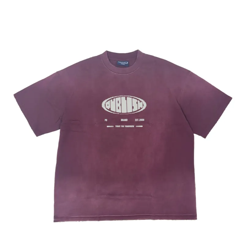 PB World Monkey Washed Tee Oversized - Burgundy sold by Publish
