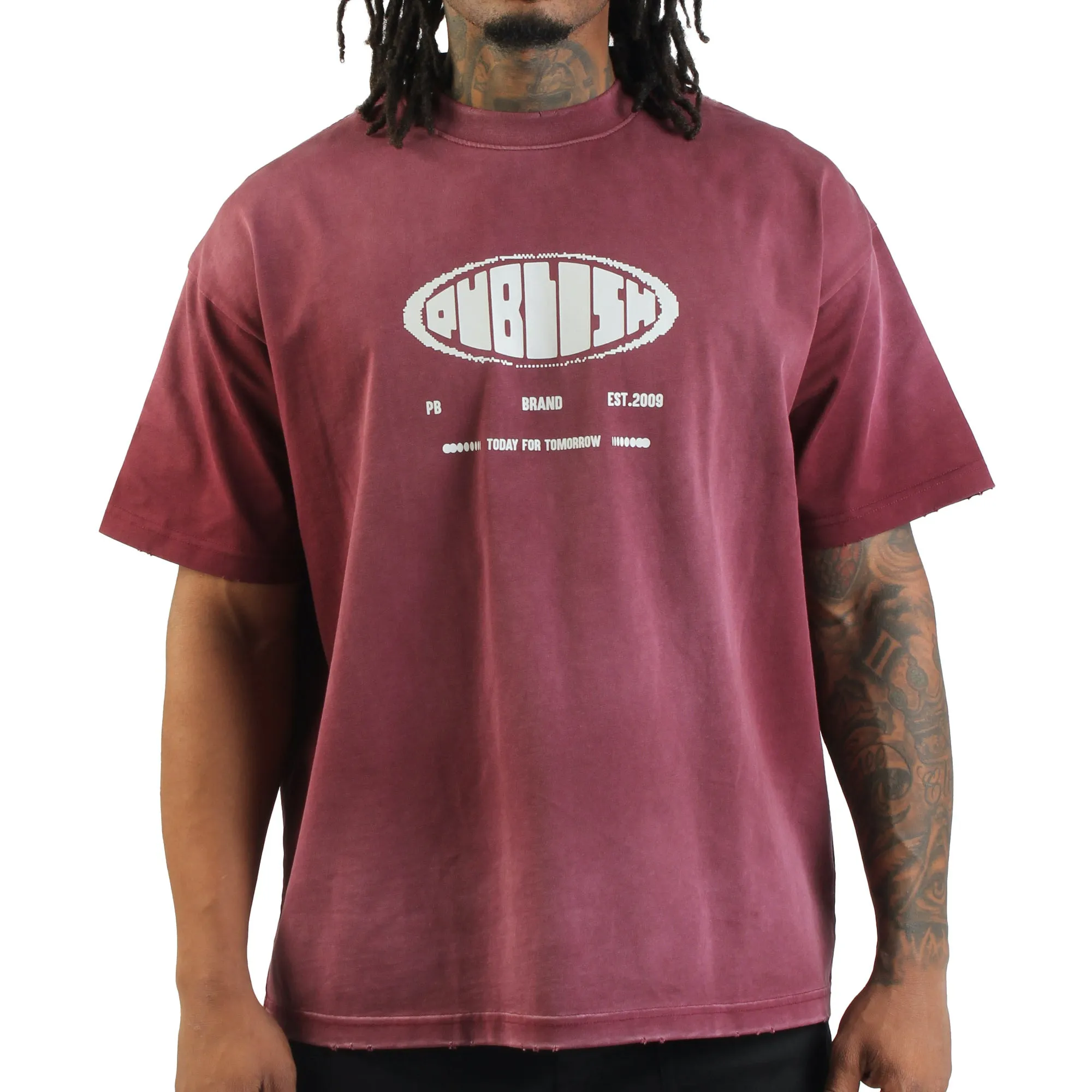PB World Monkey Washed Tee Oversized - Burgundy sold by Publish product image thumbnail 2