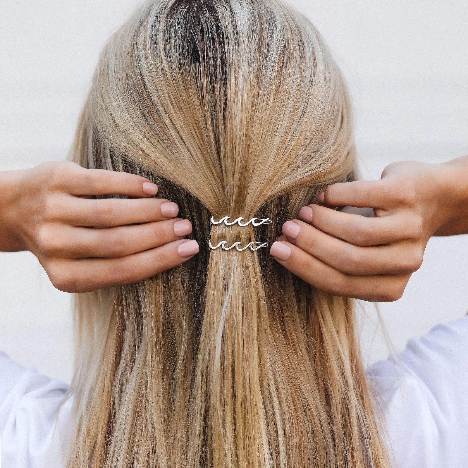 Silver Wave Hair Barrettes (Set of 2) sold by Pura Vida product image thumbnail 3