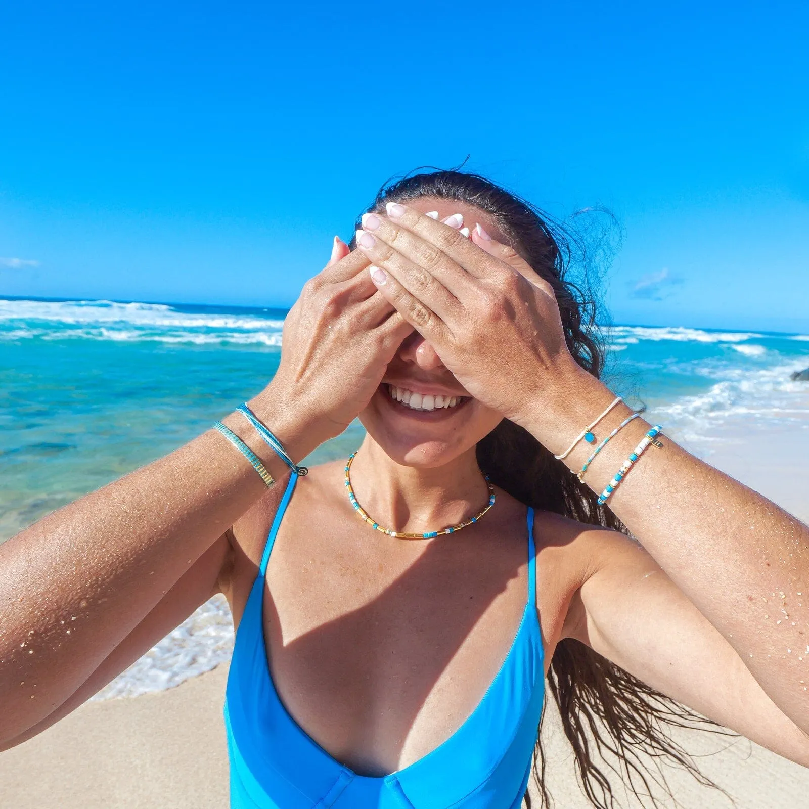 World Water Day Mixed Bead Stretch Bracelet sold by Pura Vida product image thumbnail 3