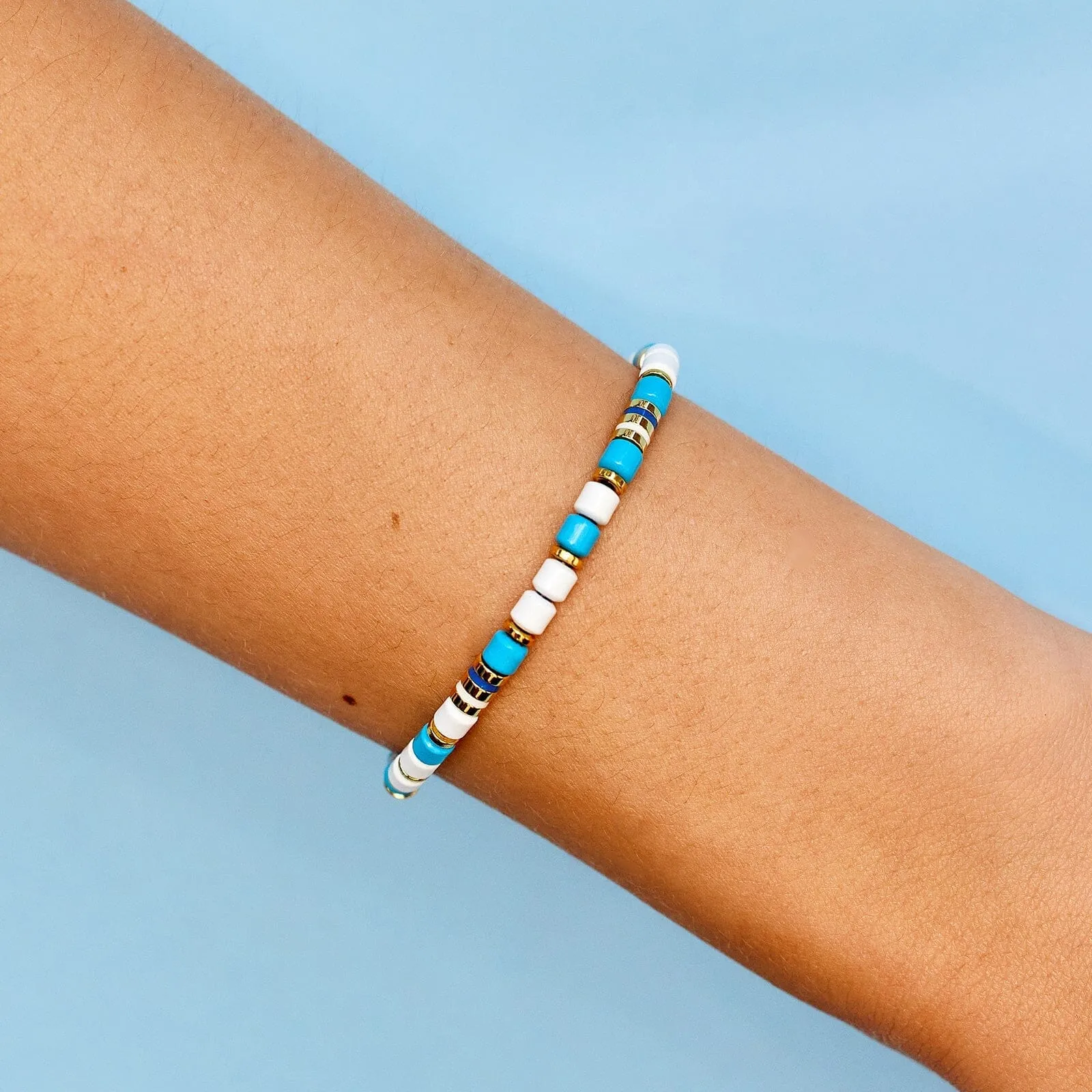World Water Day Mixed Bead Stretch Bracelet sold by Pura Vida product image thumbnail 2