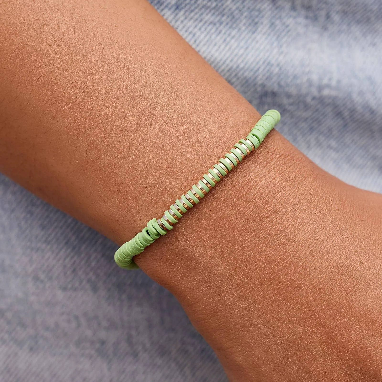Heishi Disc & Metal Bead Stretch Bracelet sold by Pura Vida product image thumbnail 3
