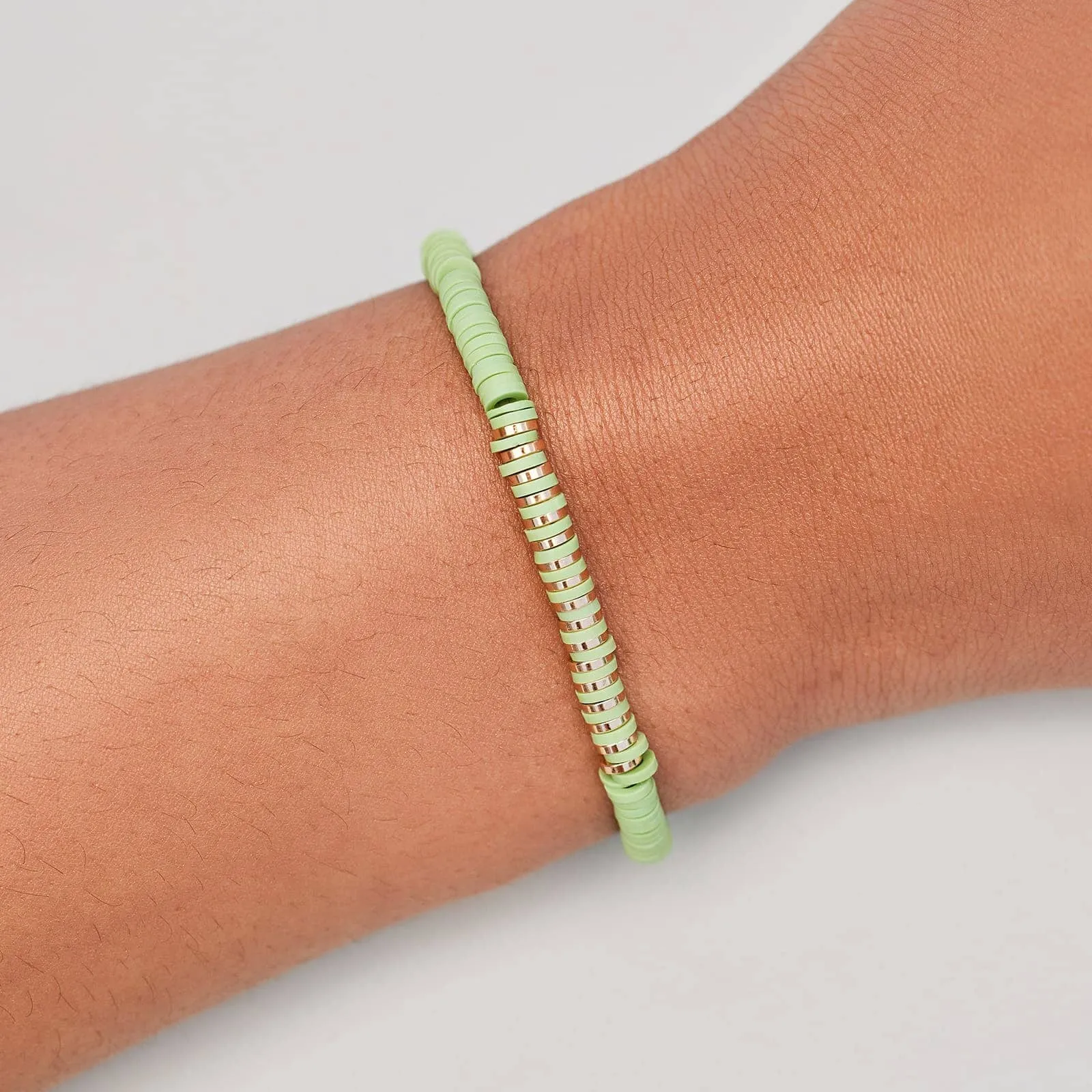 Heishi Disc & Metal Bead Stretch Bracelet sold by Pura Vida product image thumbnail 5