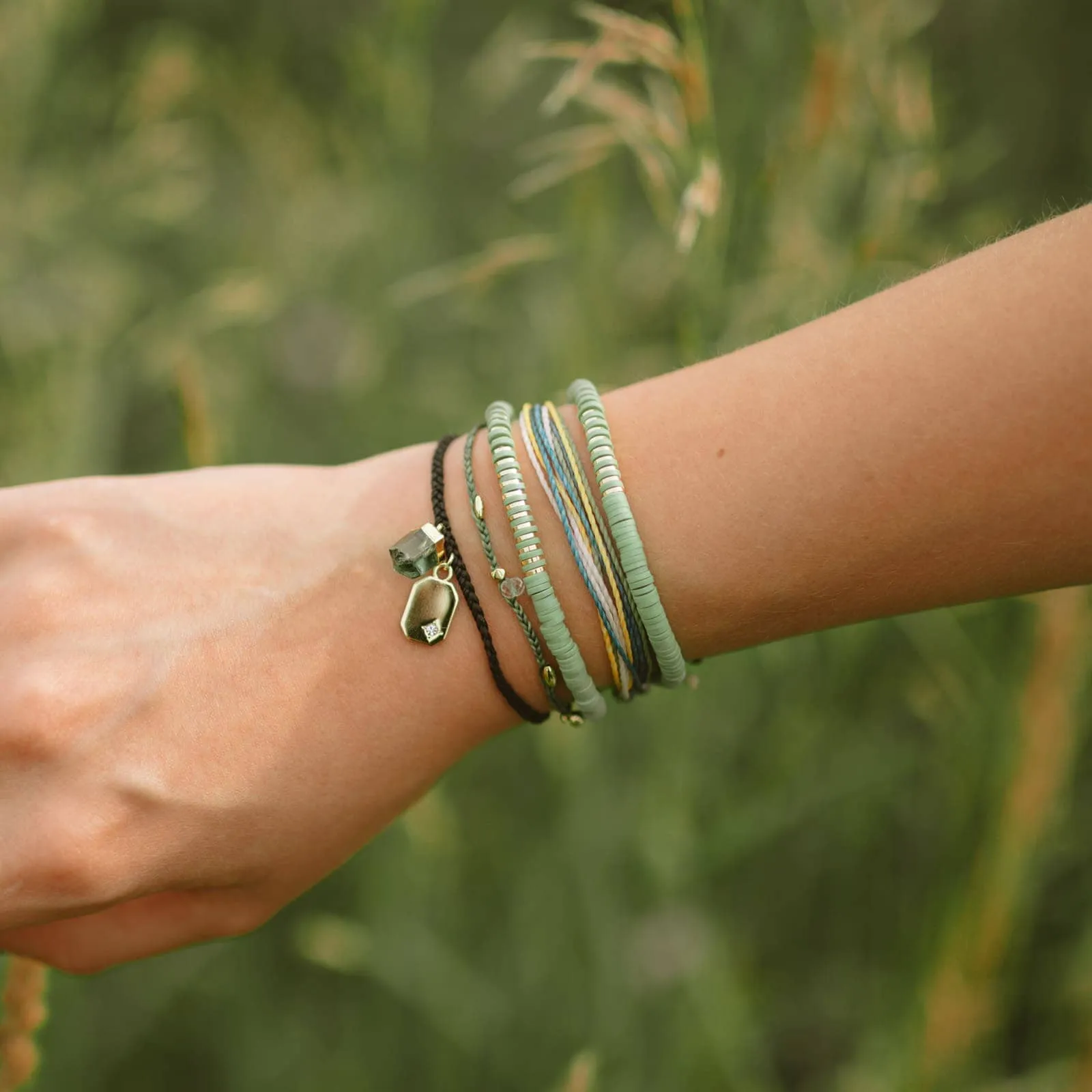 Heishi Disc & Metal Bead Stretch Bracelet sold by Pura Vida product image thumbnail 4