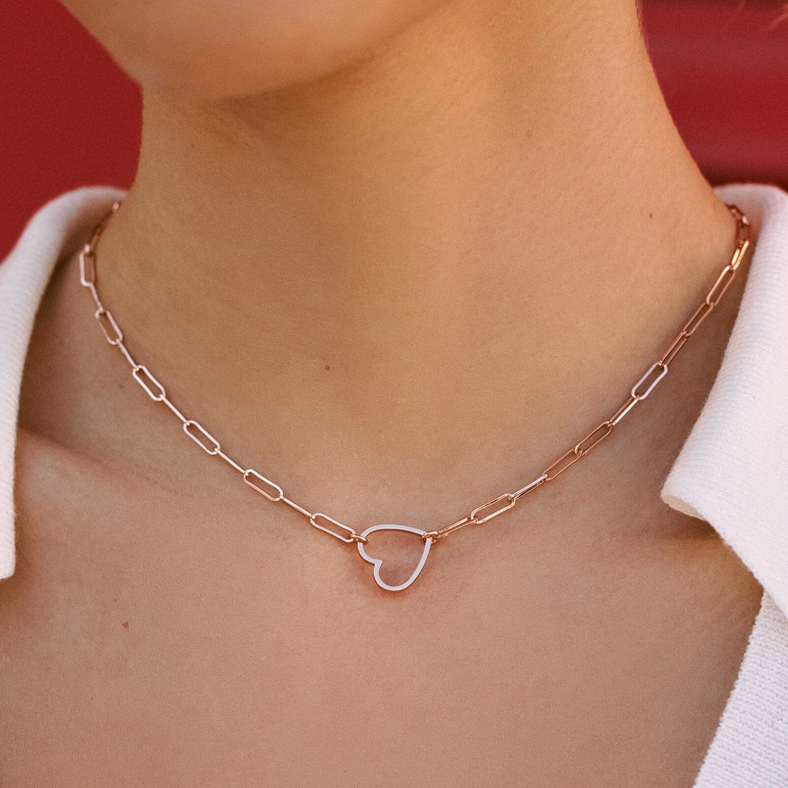 Floating Heart Paperclip Chain Choker sold by Pura Vida product image thumbnail 4