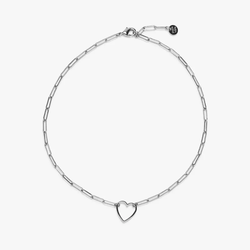 Floating Heart Paperclip Chain Choker sold by Pura Vida