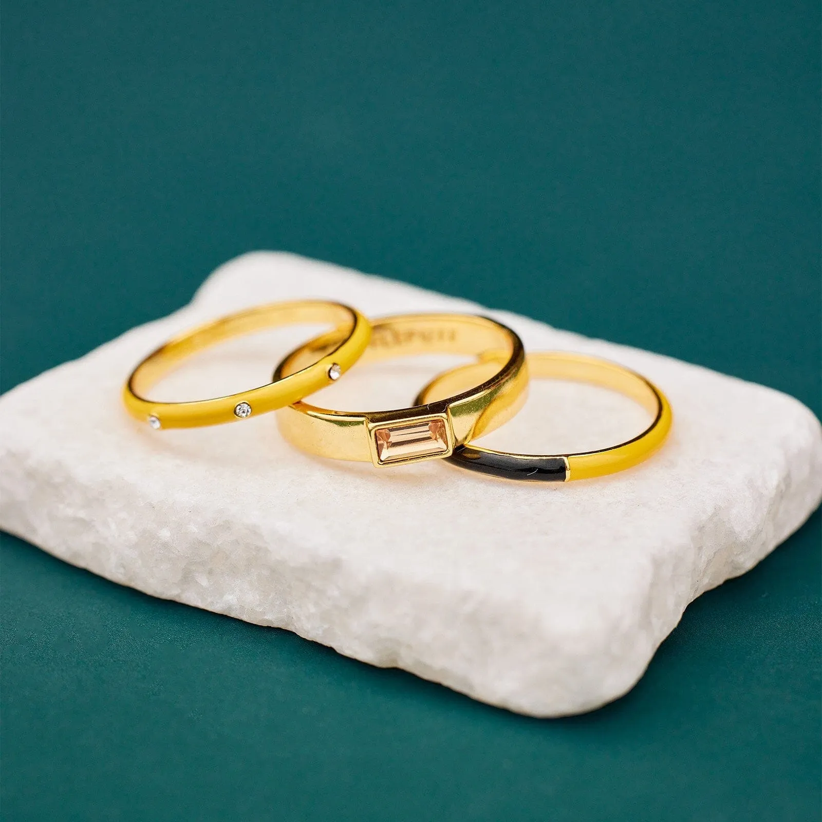 Hufflepuff™ 3 Ring Stack sold by Pura Vida product image thumbnail 2