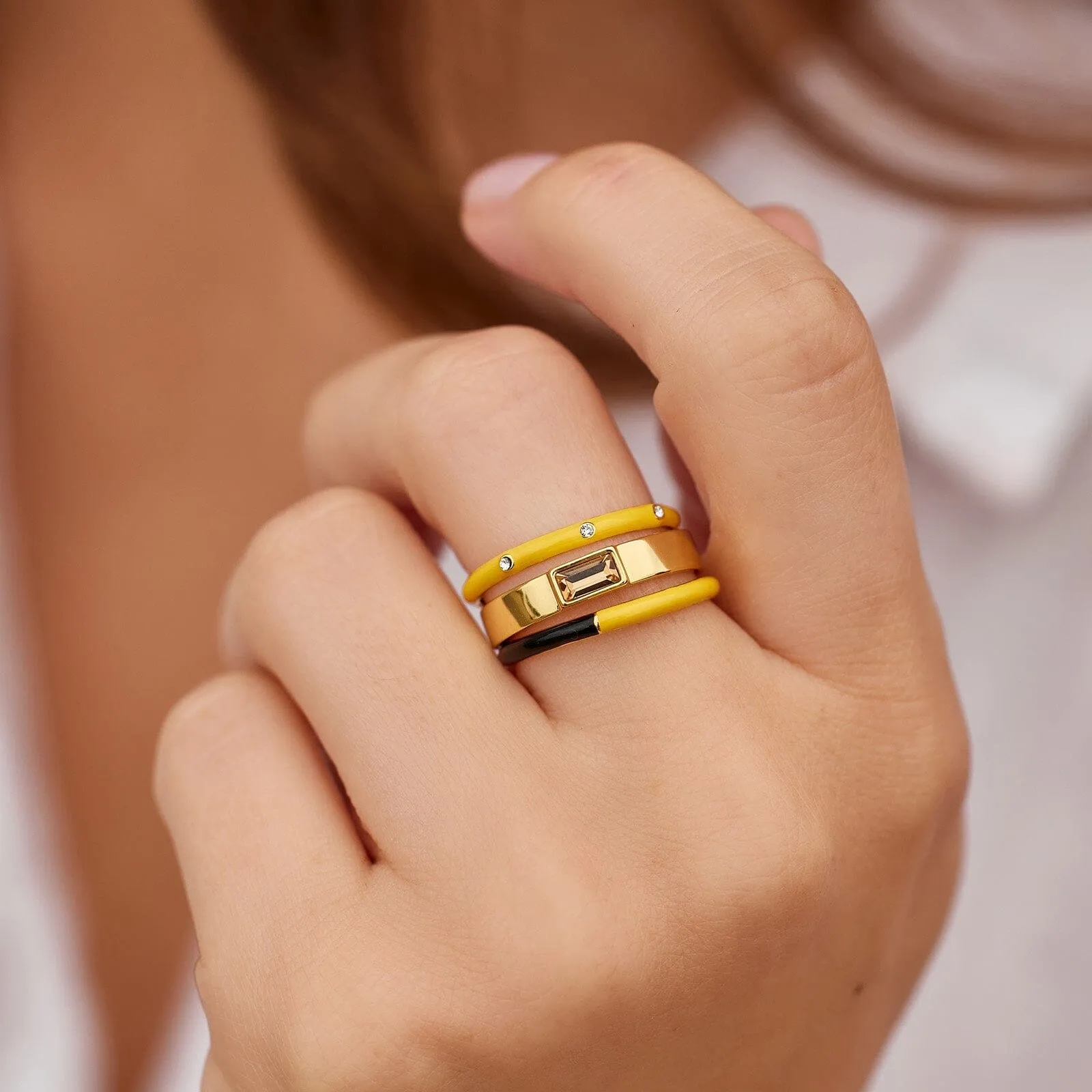 Hufflepuff™ 3 Ring Stack sold by Pura Vida product image thumbnail 4