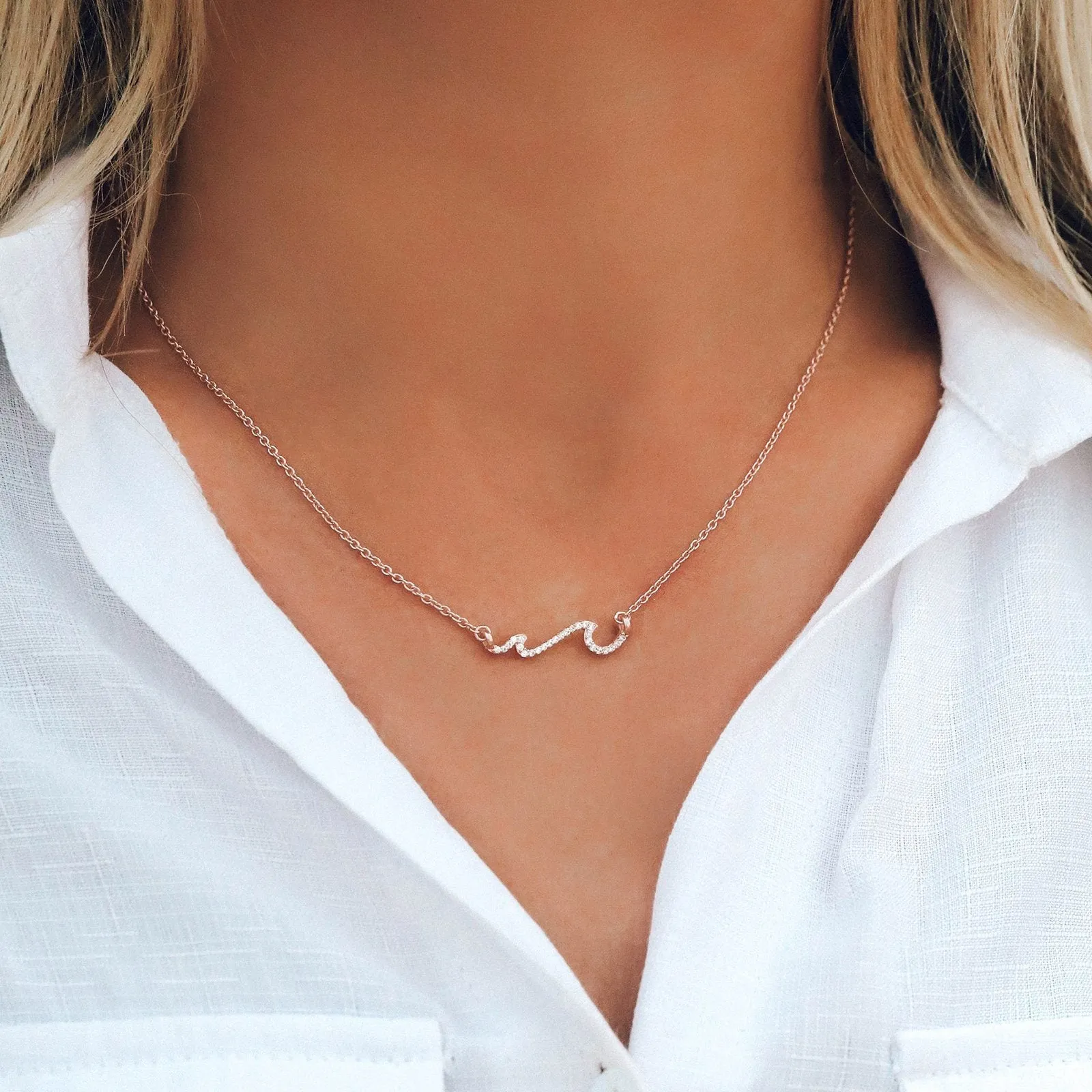 Rose Gold Pave Wave Necklace sold by Pura Vida product image thumbnail 2