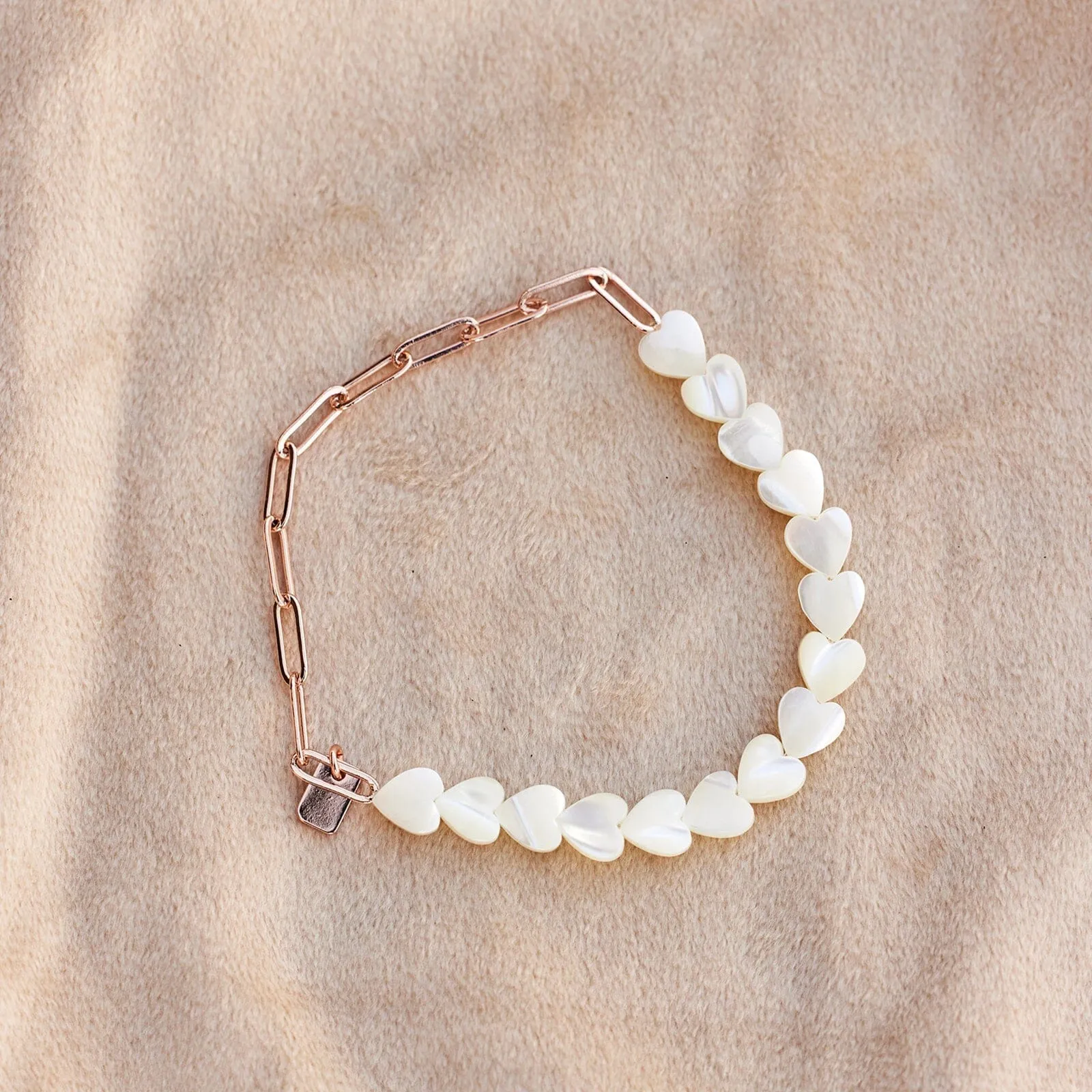 Pearl Heart Paperclip Chain Stretch Bracelet sold by Pura Vida product image thumbnail 4