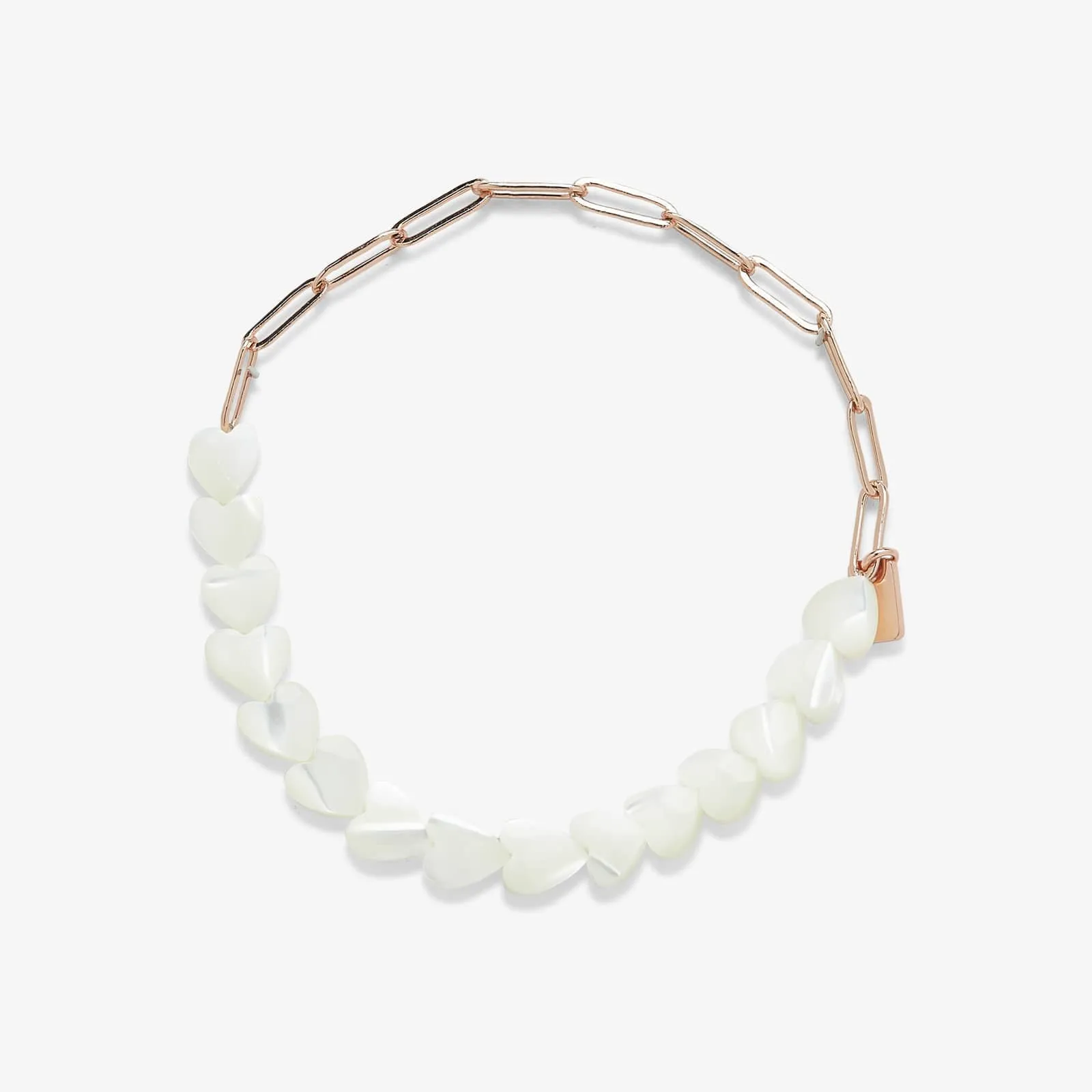 Pearl Heart Paperclip Chain Stretch Bracelet sold by Pura Vida