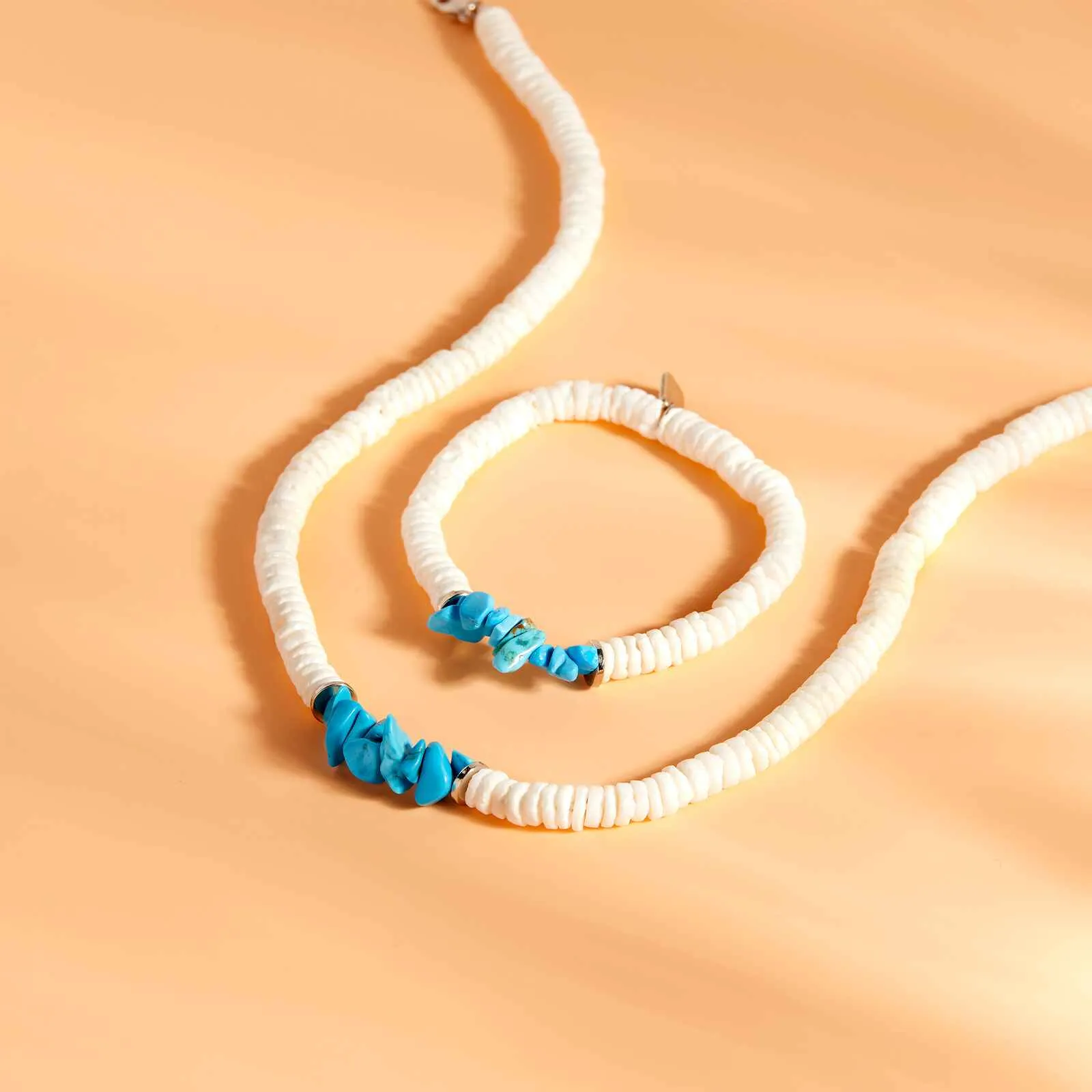 Puka Shell and Turquoise Chip Stretch Bracelet sold by Pura Vida product image thumbnail 5