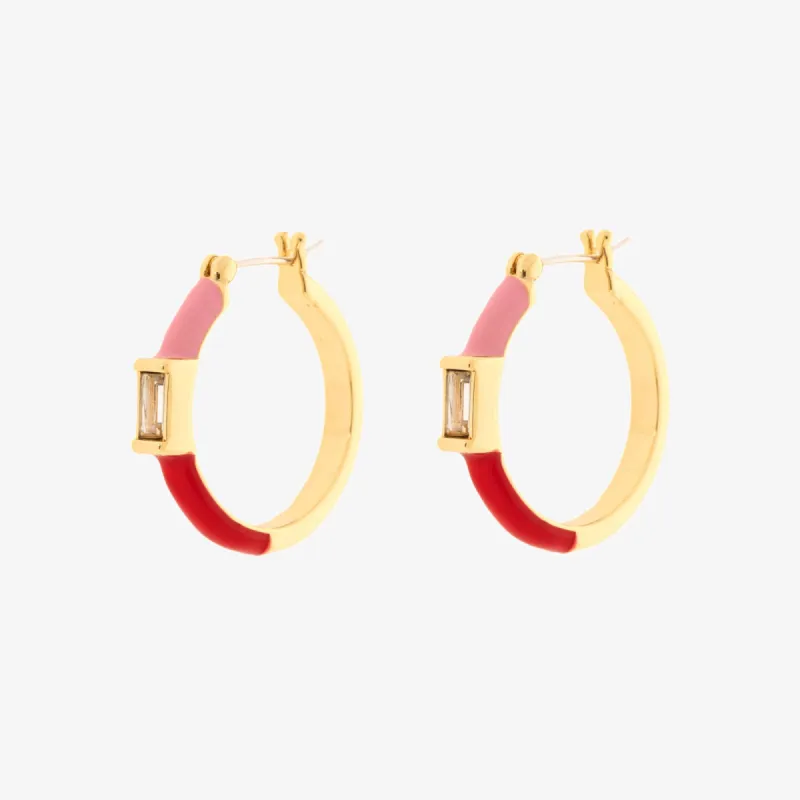 Baguette Enamel Hoop Earrings sold by Pura Vida
