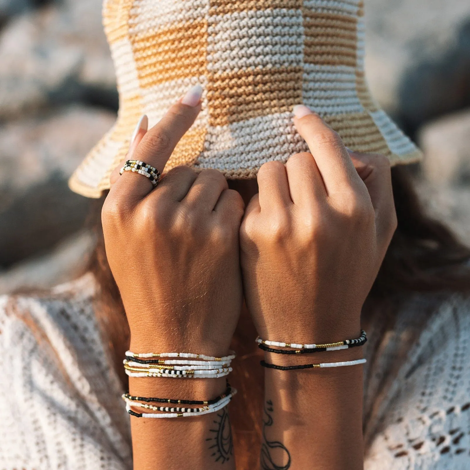 Monochrome Stretch Ring Set of 3 sold by Pura Vida product image thumbnail 3