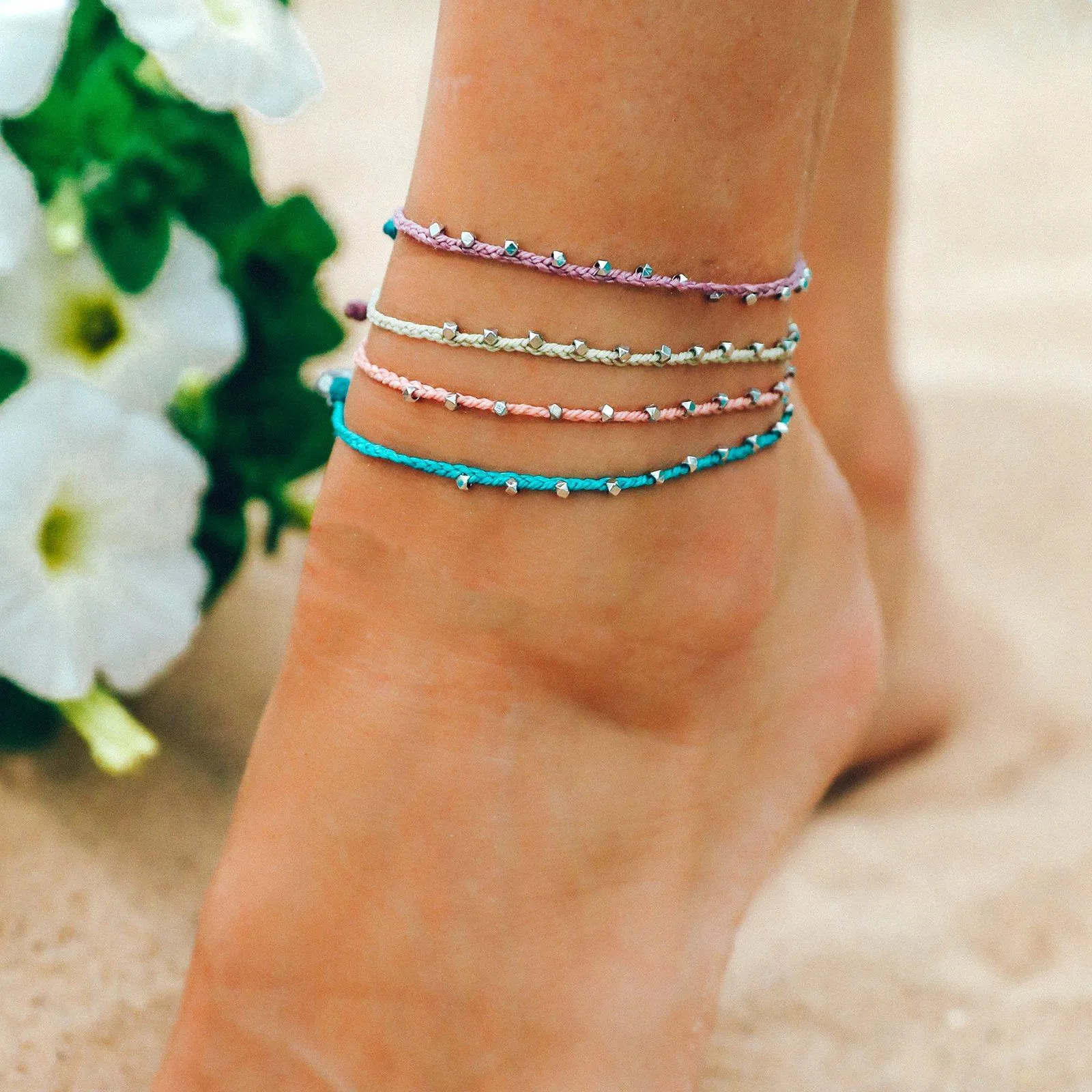 Silver Stitched Beaded Anklet sold by Pura Vida product image thumbnail 3