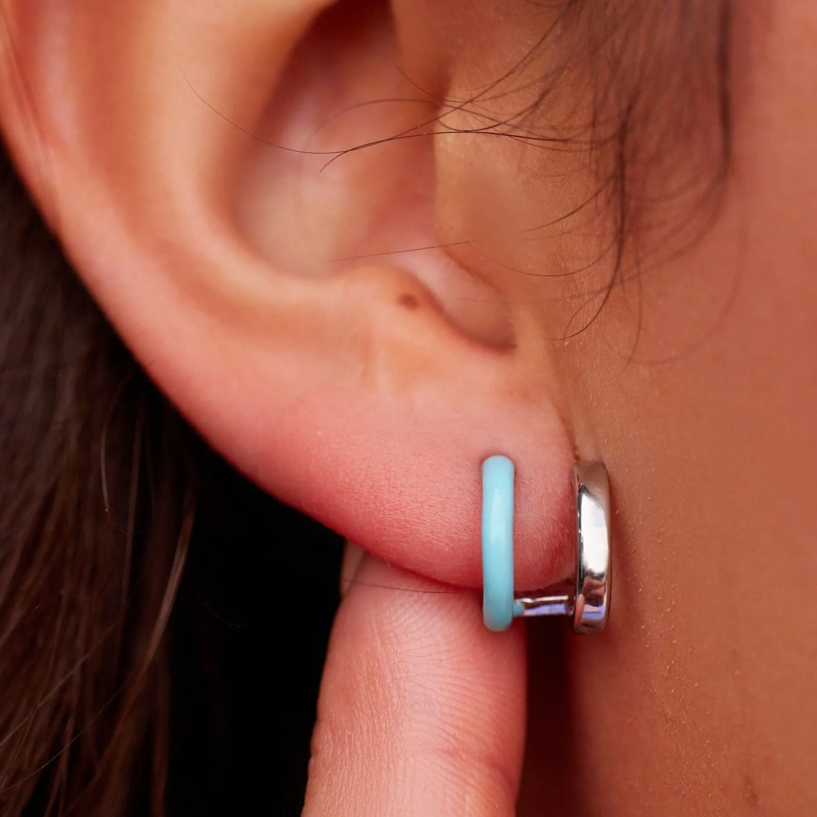 Double Hoop Huggie Earrings sold by Pura Vida product image thumbnail 4