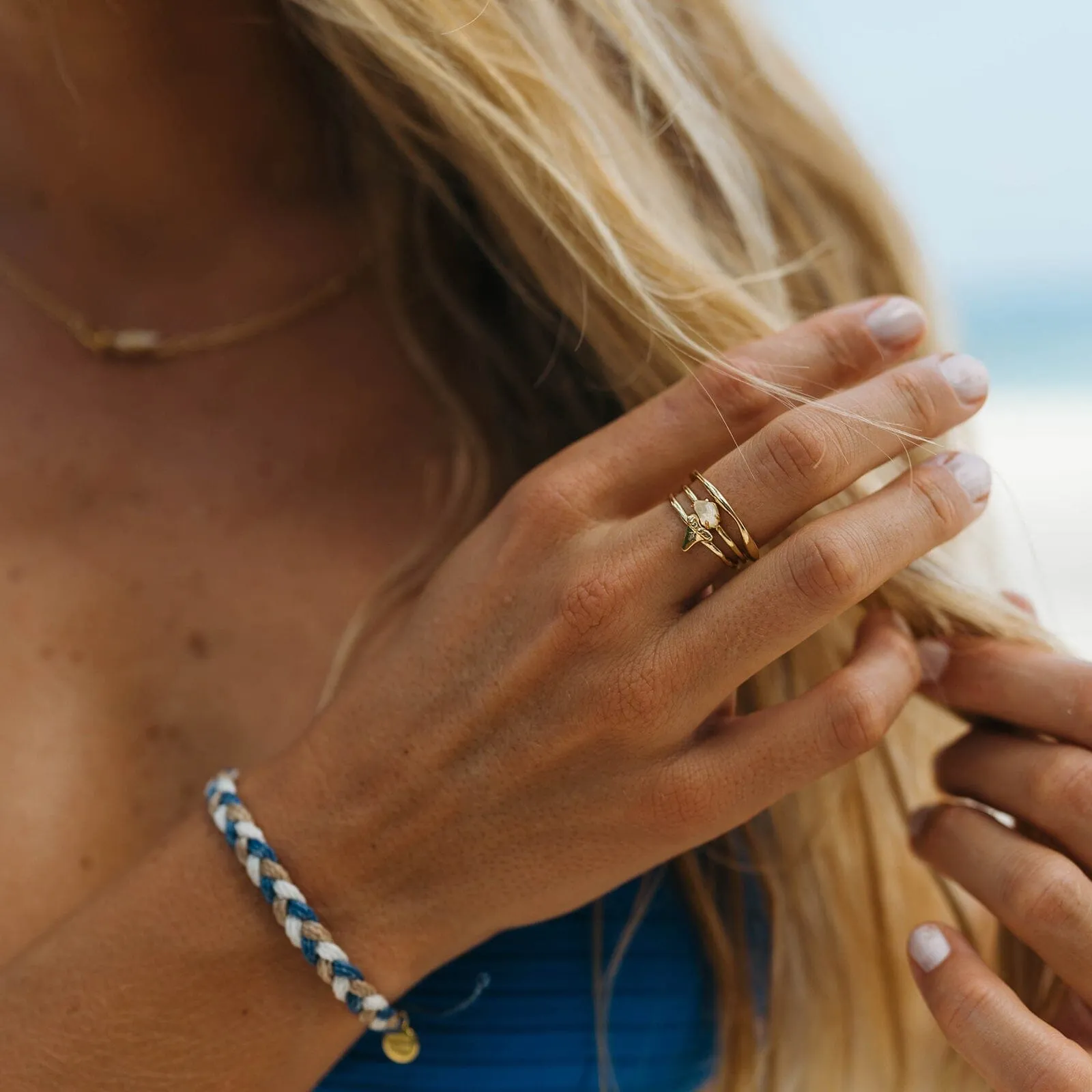 Gold Shark Tooth Ring Stack sold by Pura Vida product image thumbnail 3