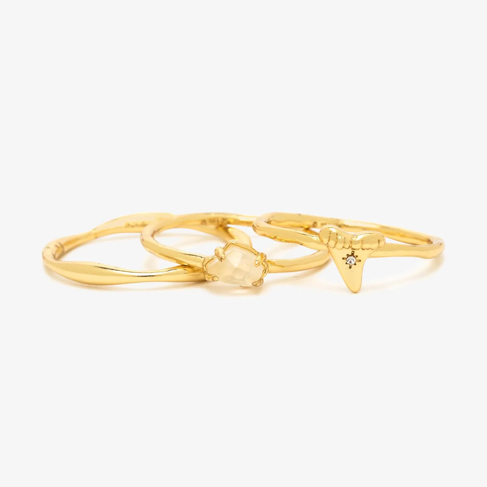 Gold Shark Tooth Ring Stack sold by Pura Vida product image thumbnail 4