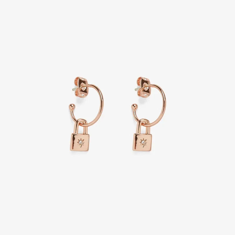 Rose Gold Lock Hoop Earrings sold by Pura Vida