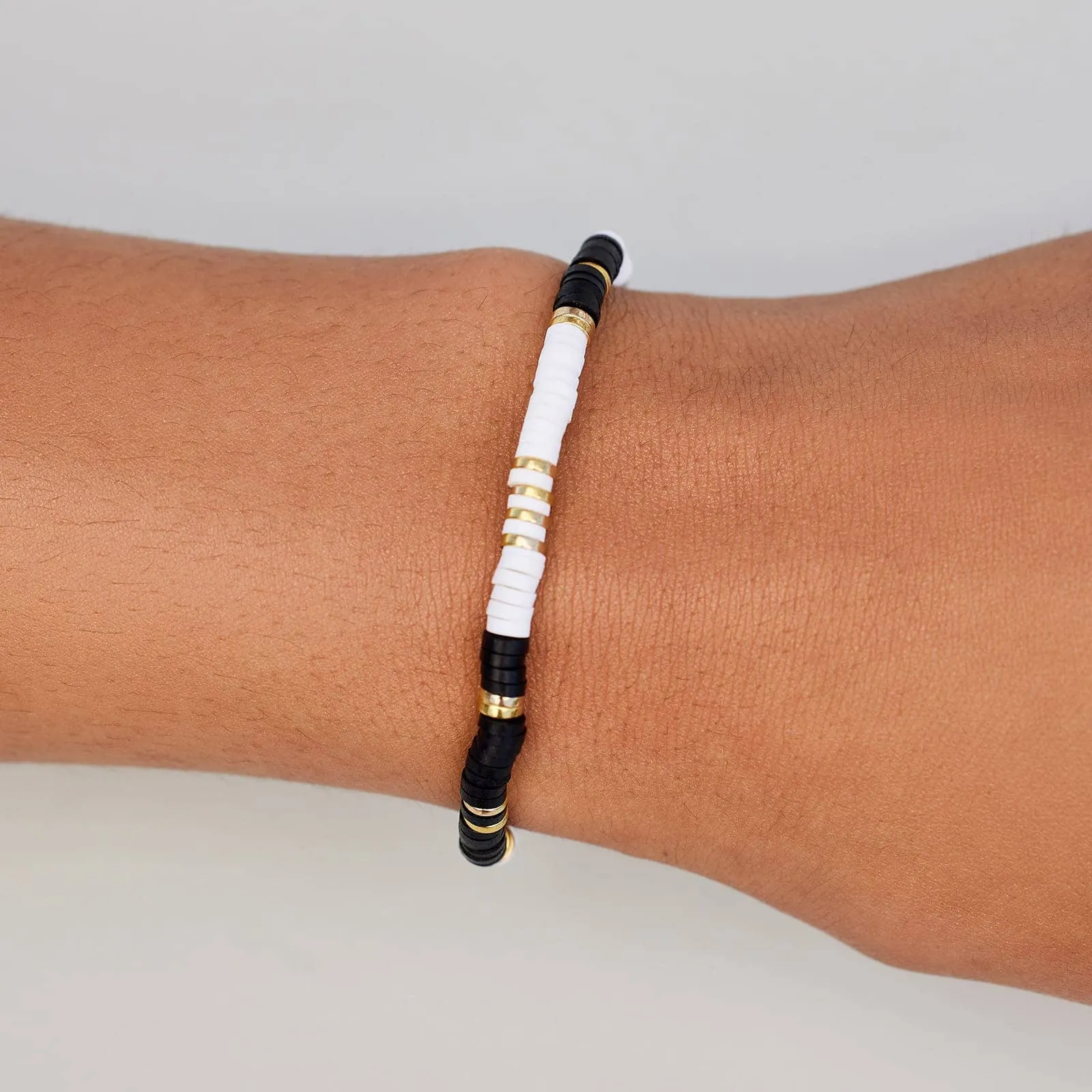 Black & White Disc Stretch Bracelet sold by Pura Vida product image thumbnail 2
