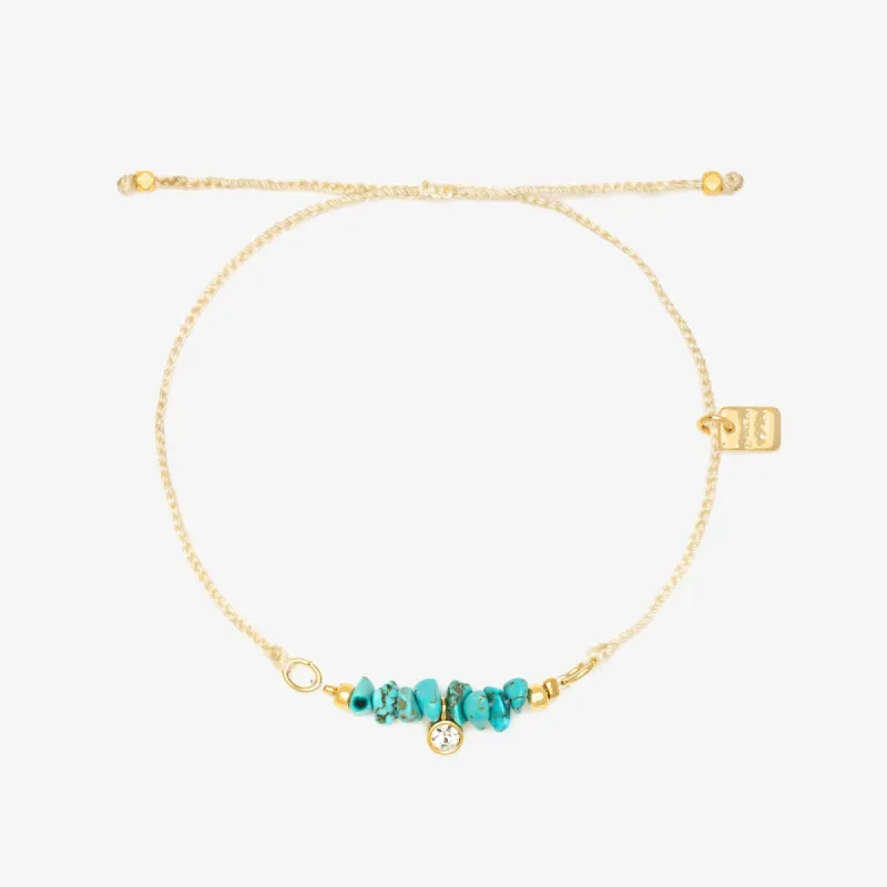Turquoise Bead Charm Dainty Bracelet sold by Pura Vida