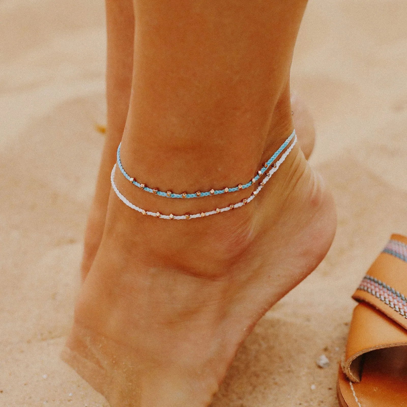 Rose Gold Stitched Beaded Anklet sold by Pura Vida product image thumbnail 4