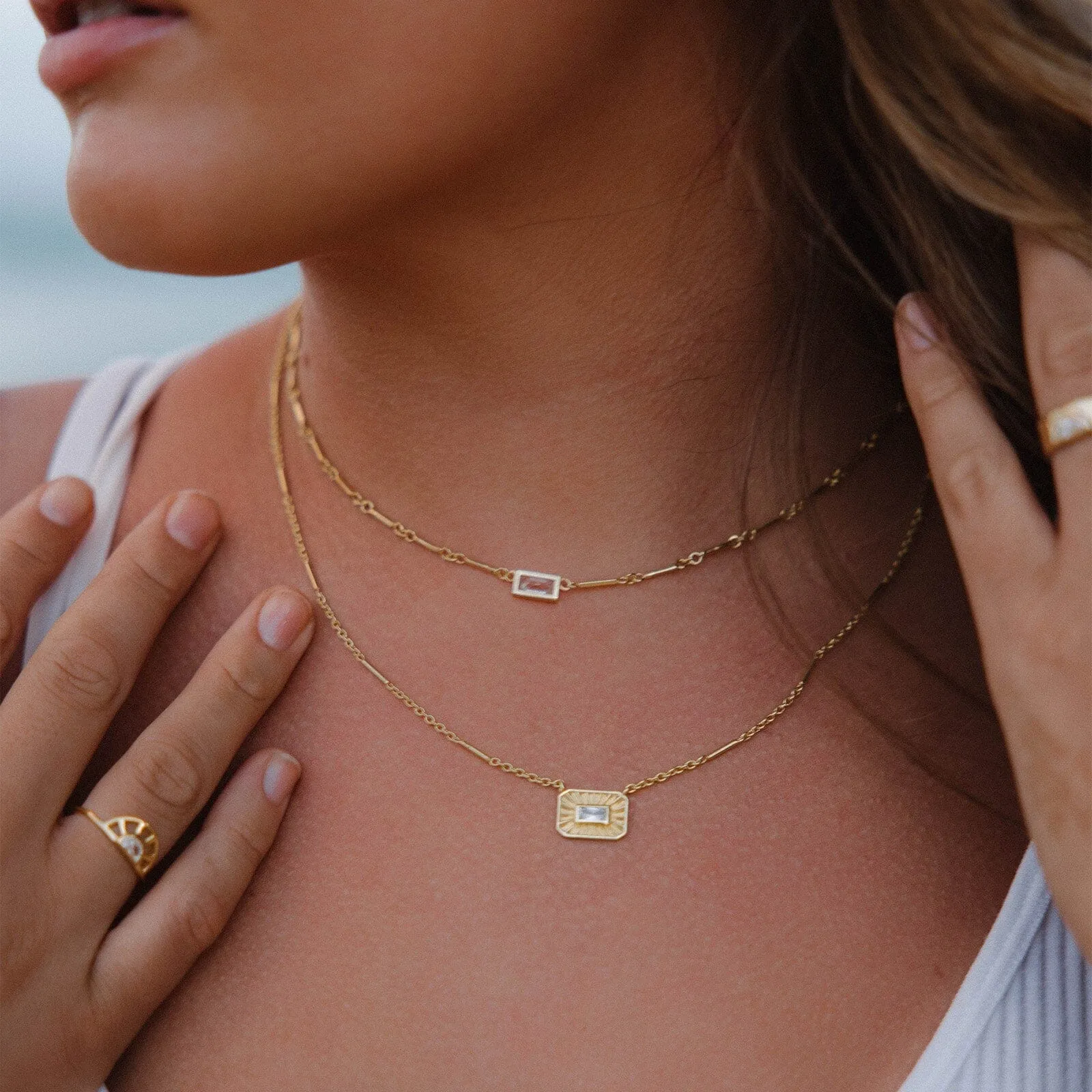 Baguette Bar Chain Choker sold by Pura Vida product image thumbnail 3