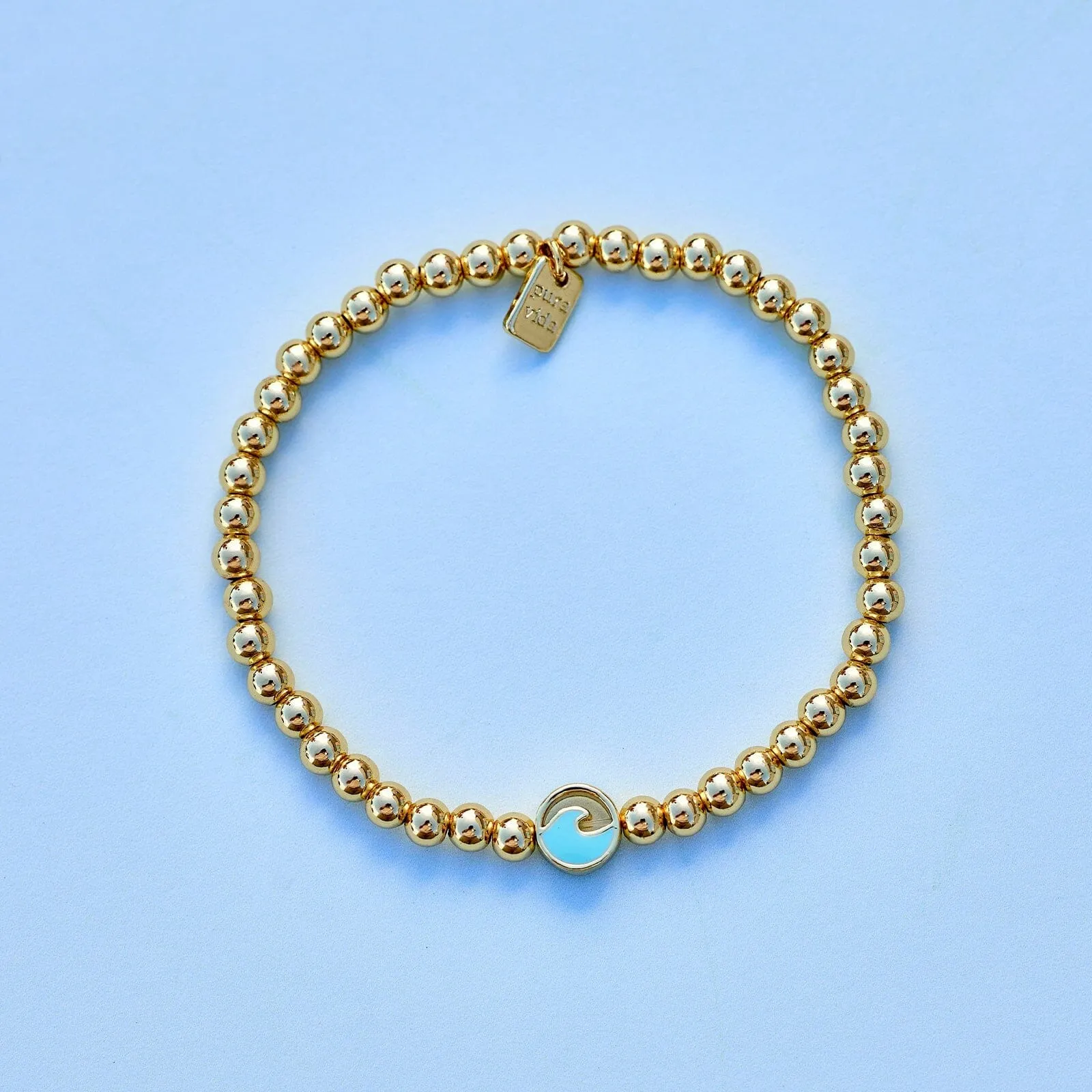 Enamel Wave Gold Bead Stretch Bracelet sold by Pura Vida product image thumbnail 4