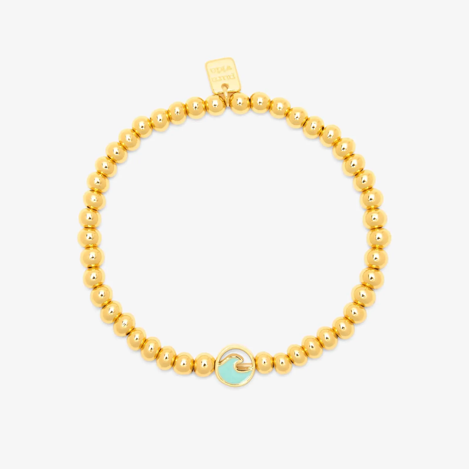 Enamel Wave Gold Bead Stretch Bracelet sold by Pura Vida