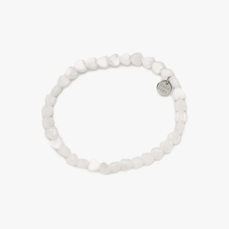 Mother of Pearl Heart Stretch Bracelet sold by Pura Vida