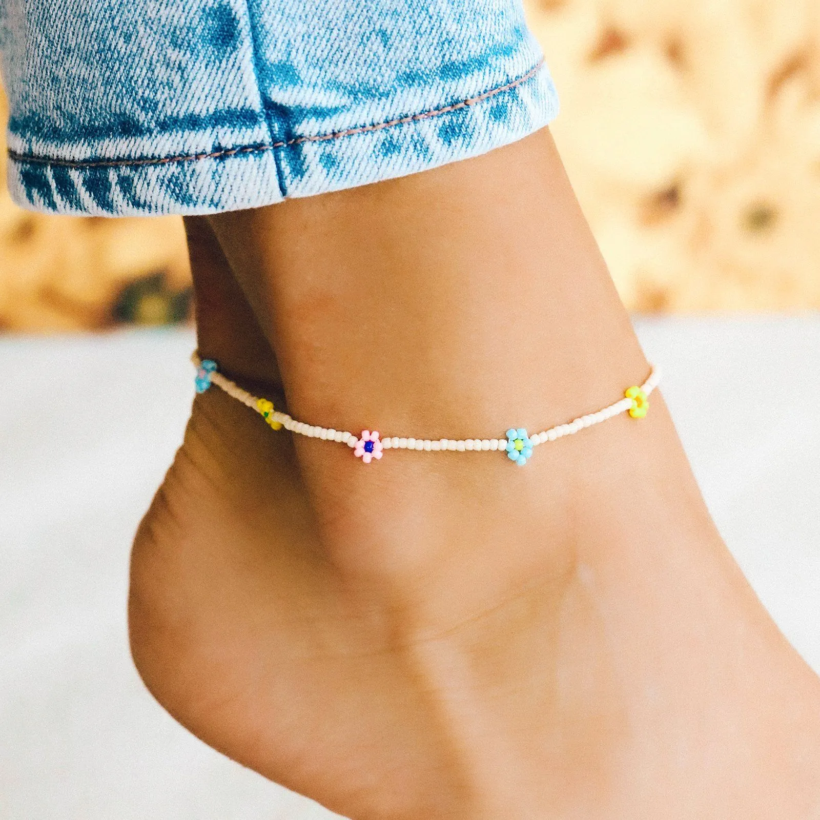 Beaded Flower Anklet sold by Pura Vida