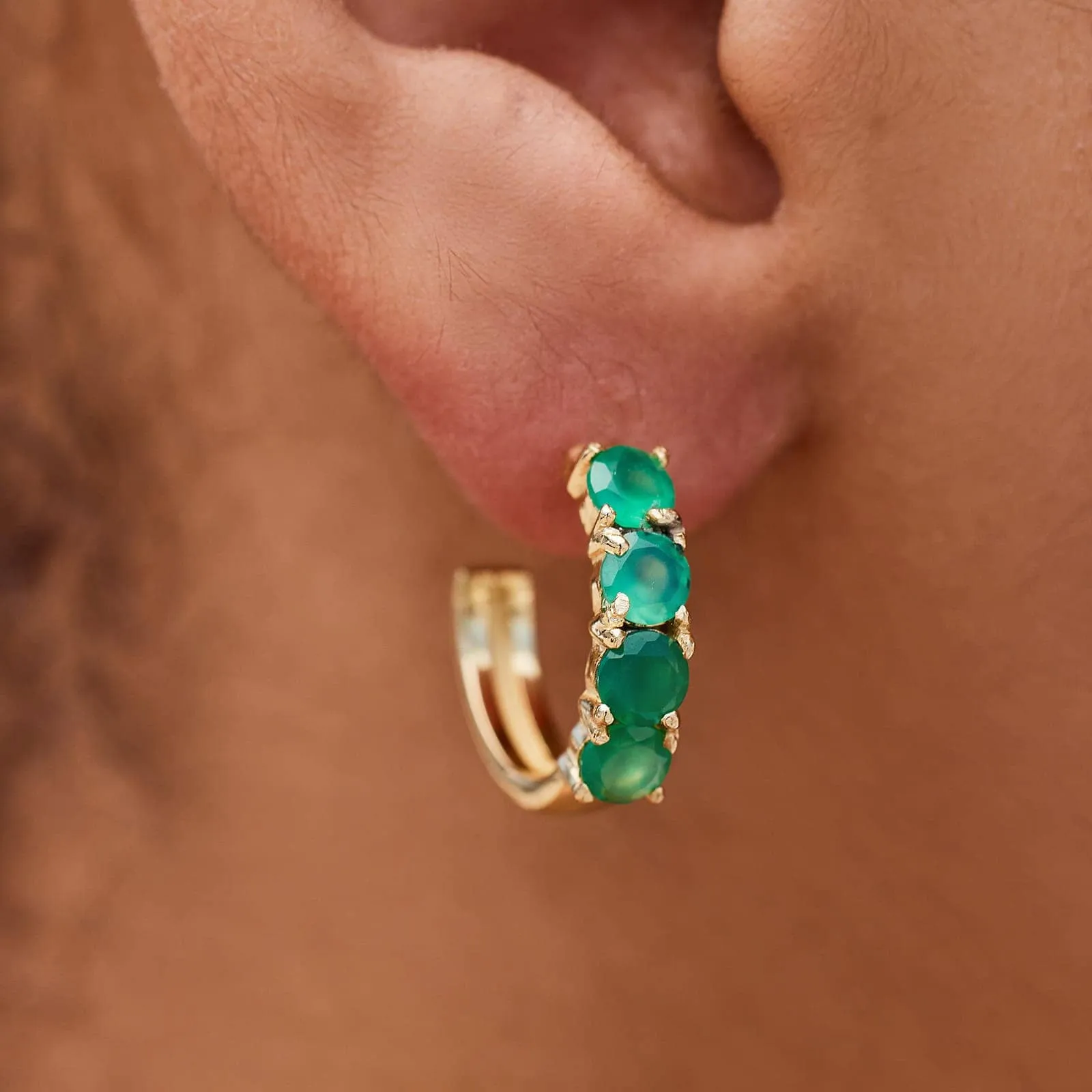 Raw Emerald Hoop Earrings sold by Pura Vida product image thumbnail 2