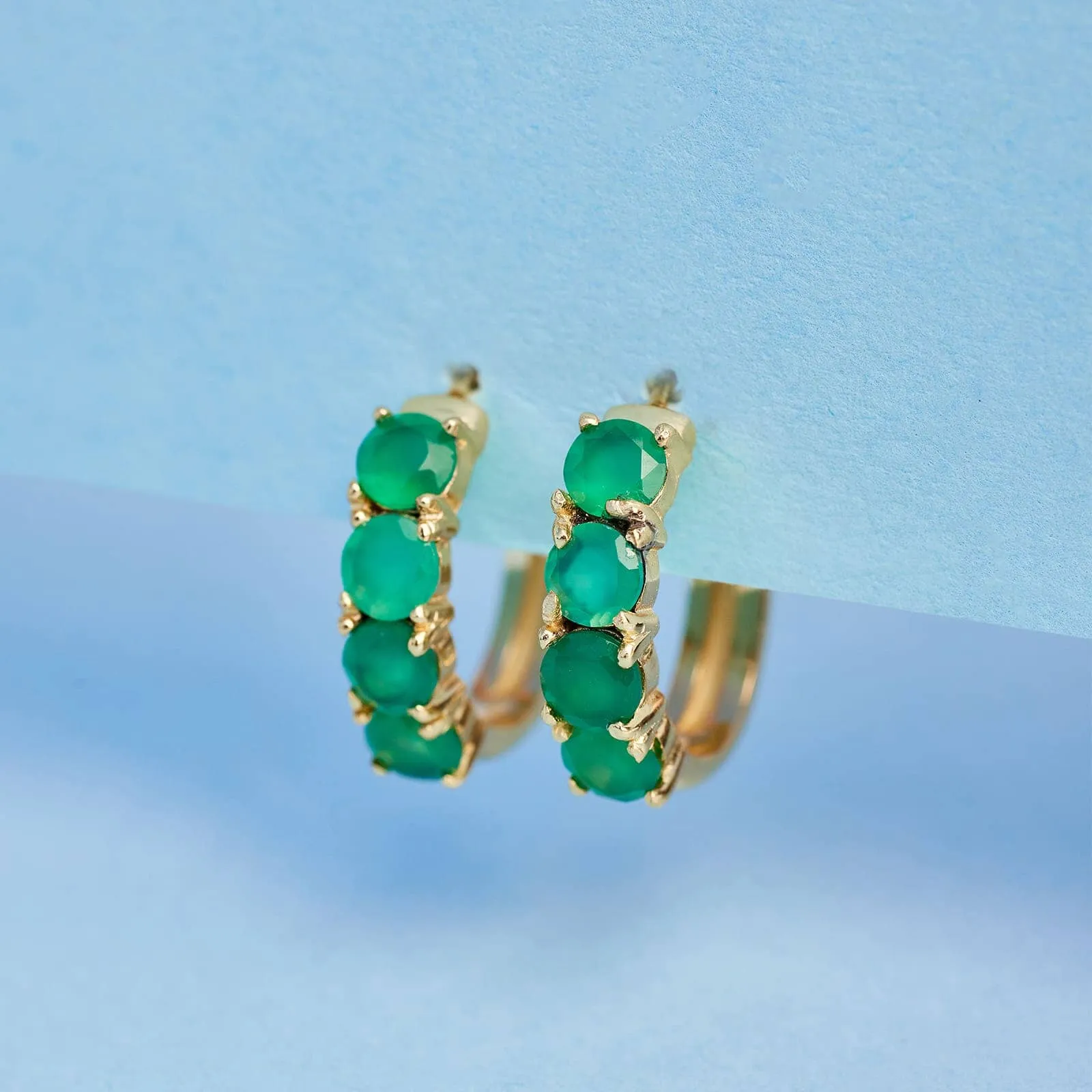 Raw Emerald Hoop Earrings sold by Pura Vida