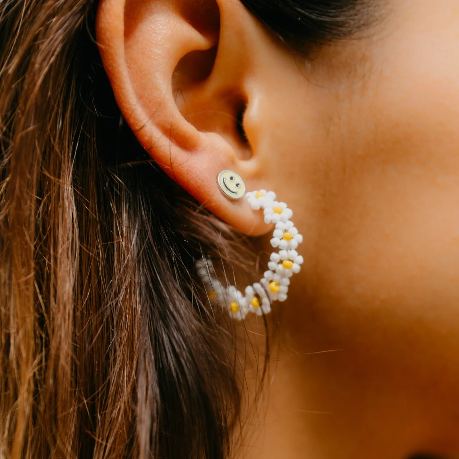 Beaded Flower Hoop Earrings sold by Pura Vida product image thumbnail 4