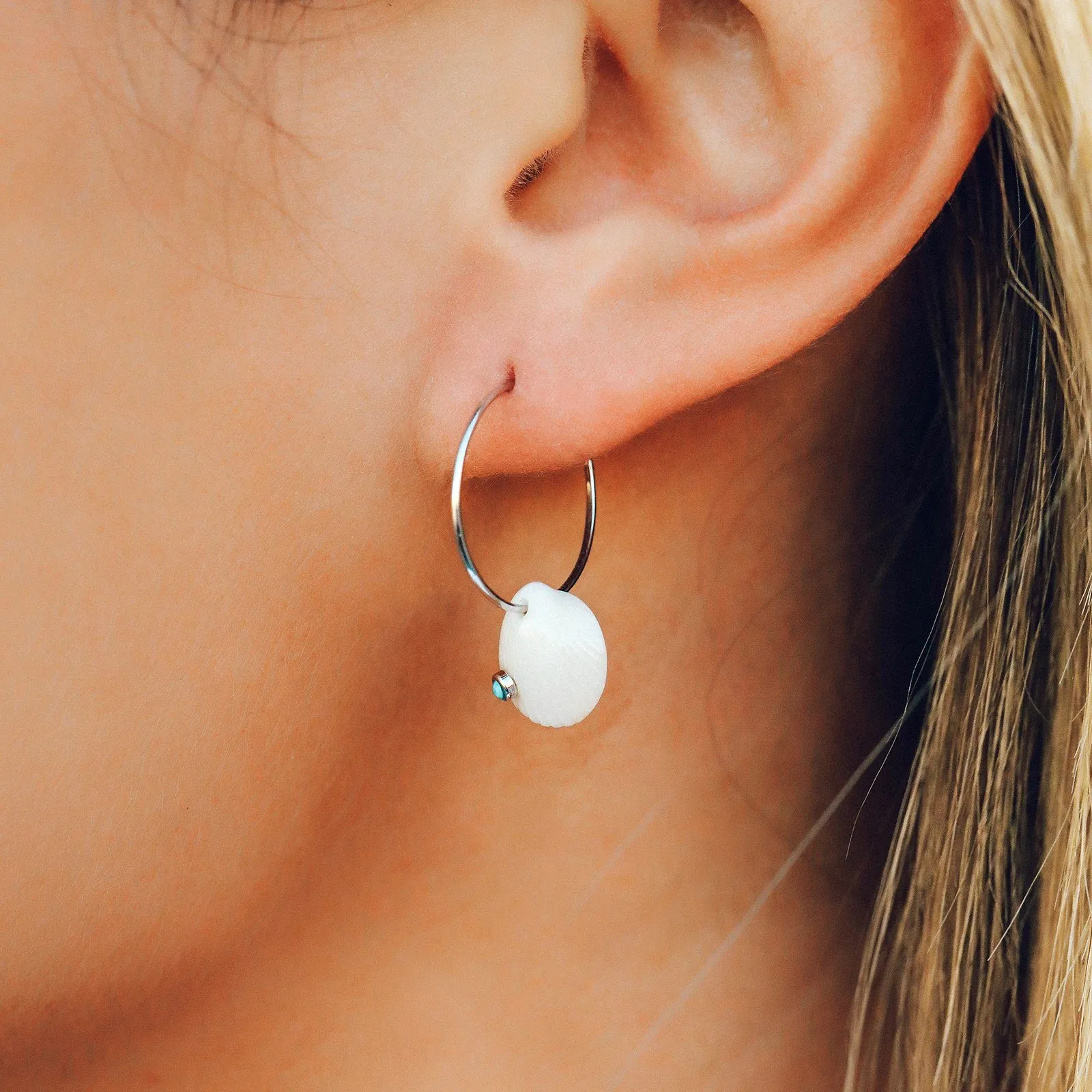 Real Shell Hoop Earrings sold by Pura Vida product image thumbnail 3