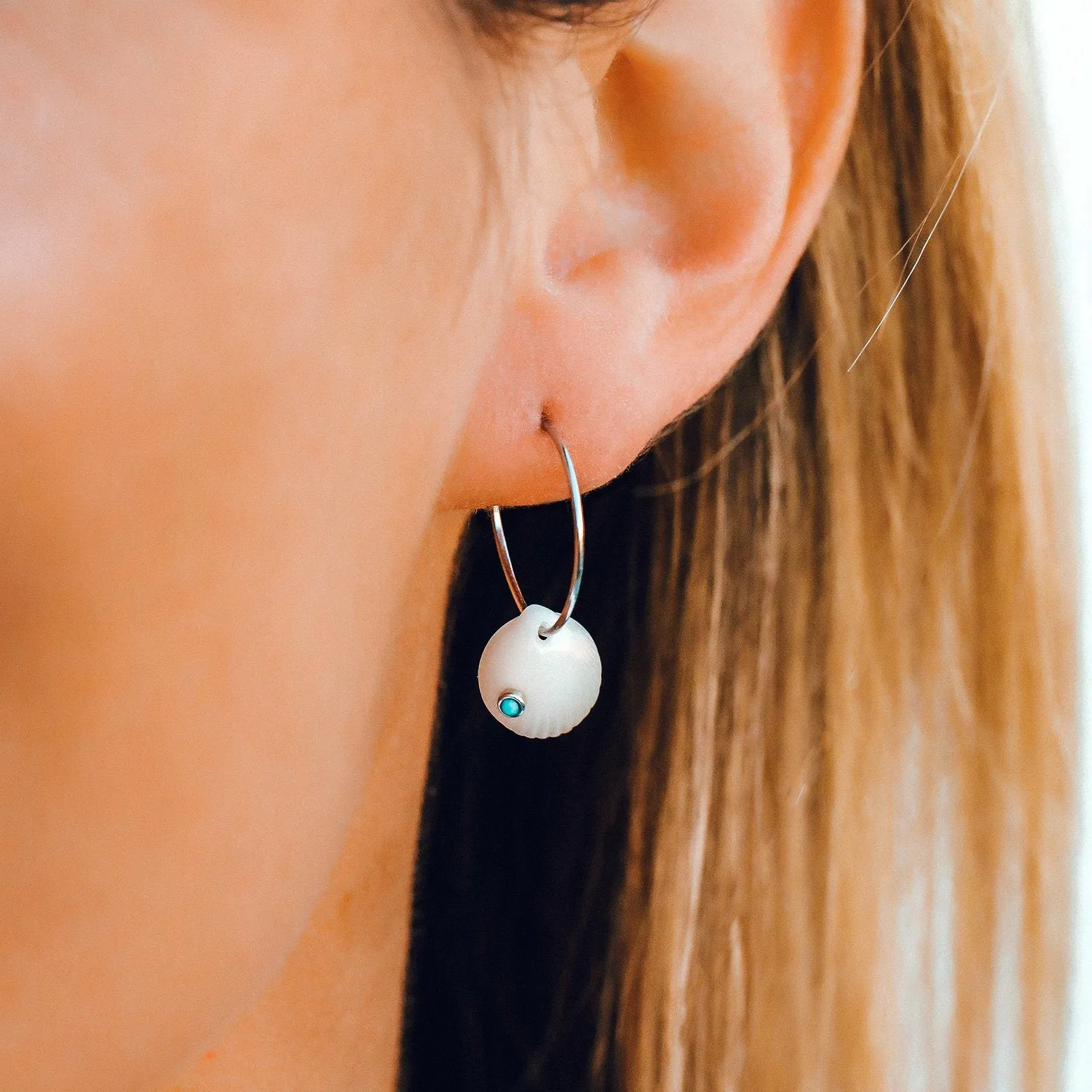 Real Shell Hoop Earrings sold by Pura Vida product image thumbnail 2