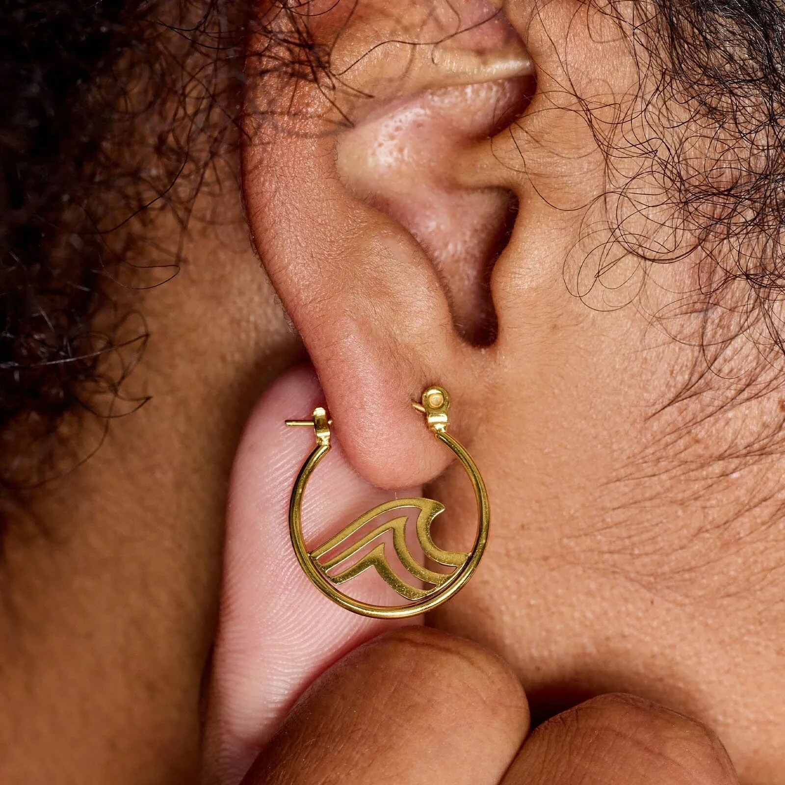 Surfrider Gold Wave Hoop Earrings sold by Pura Vida product image thumbnail 2