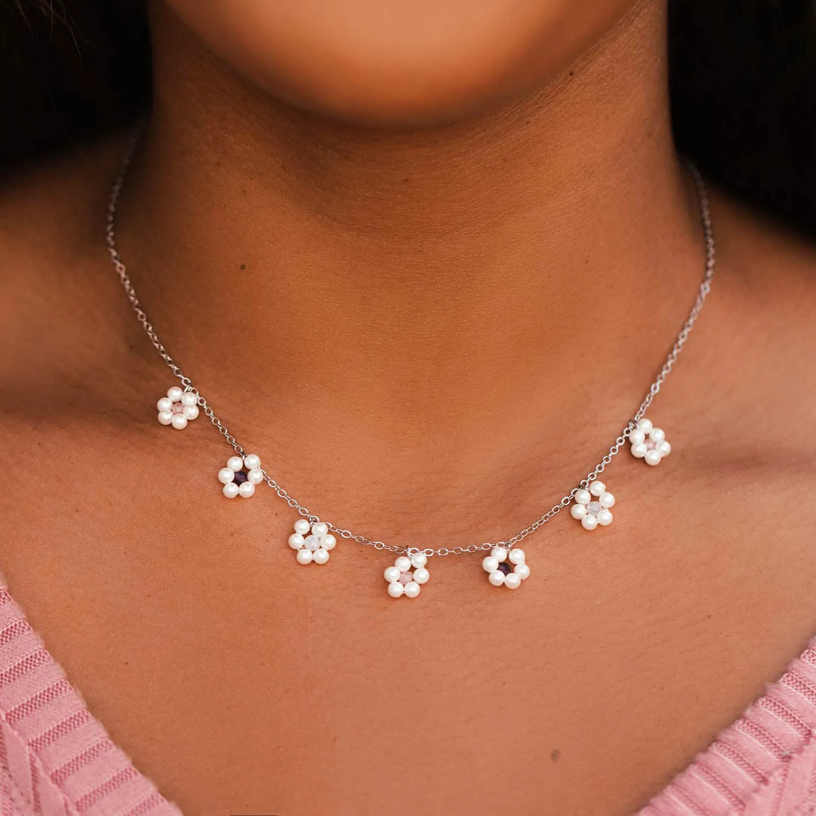 Bitty Pearl Flower Choker sold by Pura Vida product image thumbnail 2