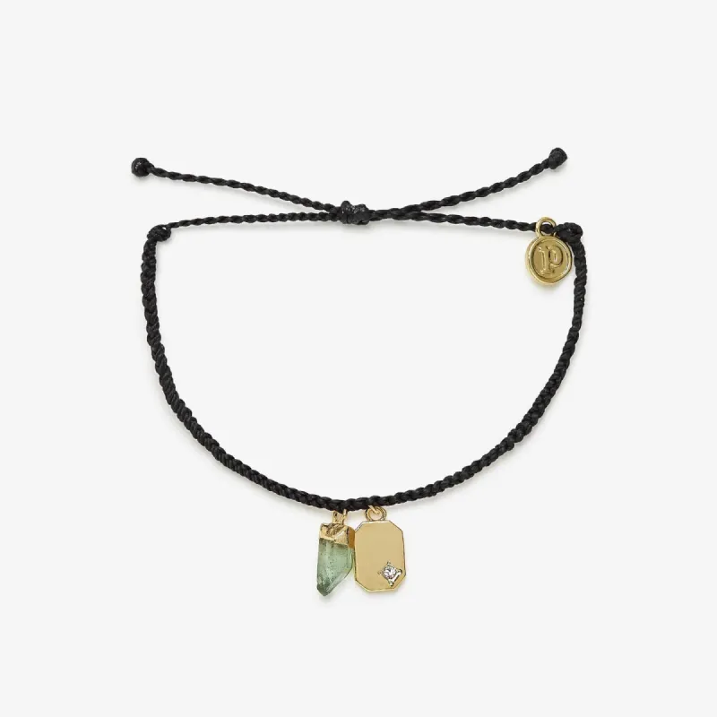 Raw Emerald Gold Charm Bracelet sold by Pura Vida