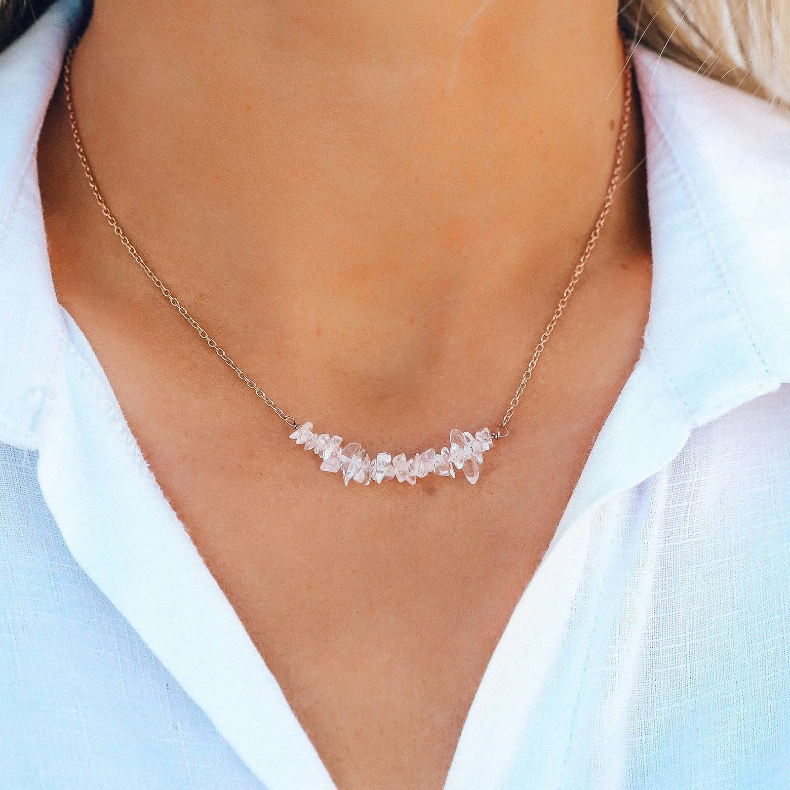 Clear Quartz Chip Choker sold by Pura Vida product image thumbnail 5