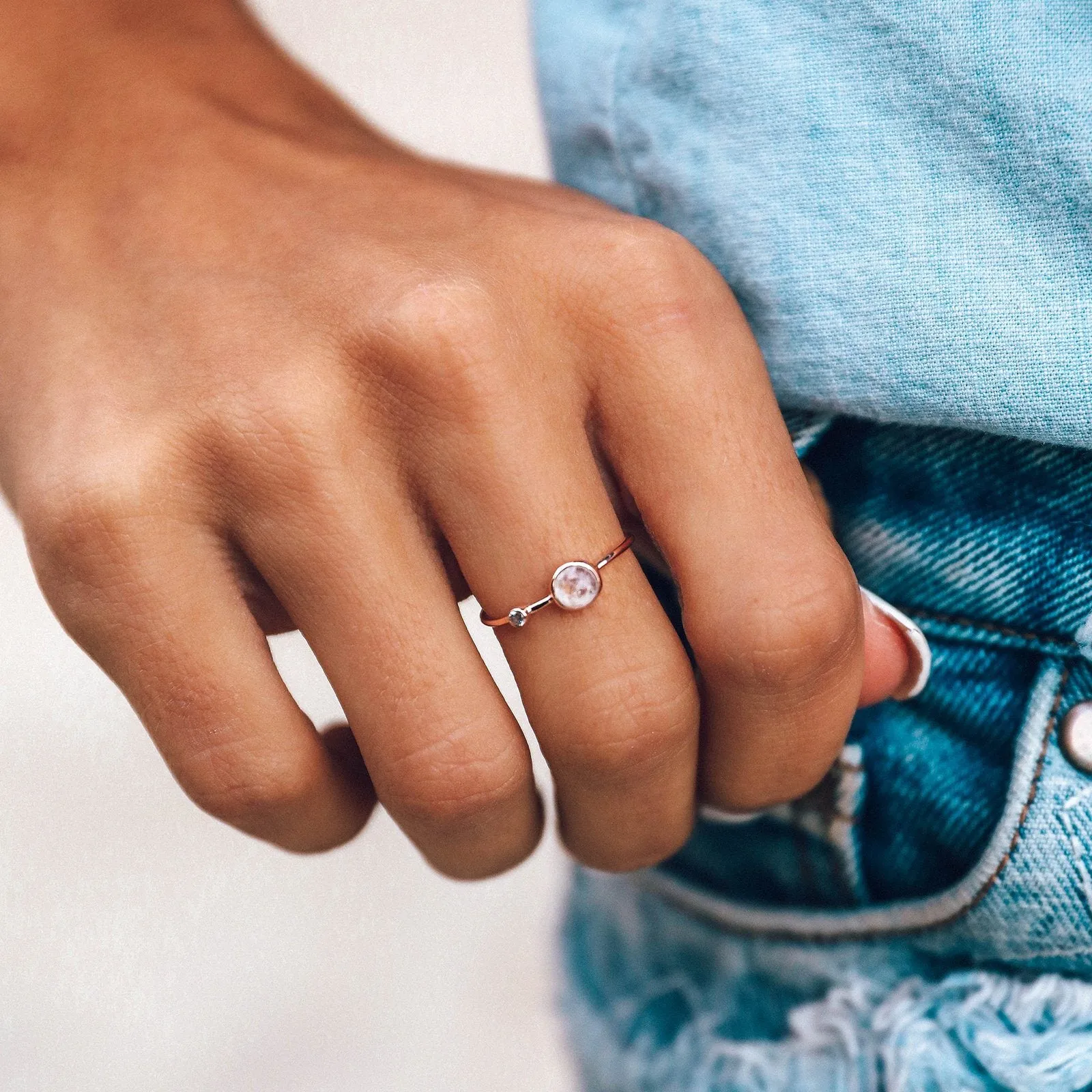 Moonstone Double Stone Ring sold by Pura Vida product image thumbnail 5
