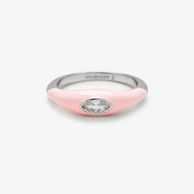Boarding for Breast Cancer Marquise Enamel Ring sold by Pura Vida