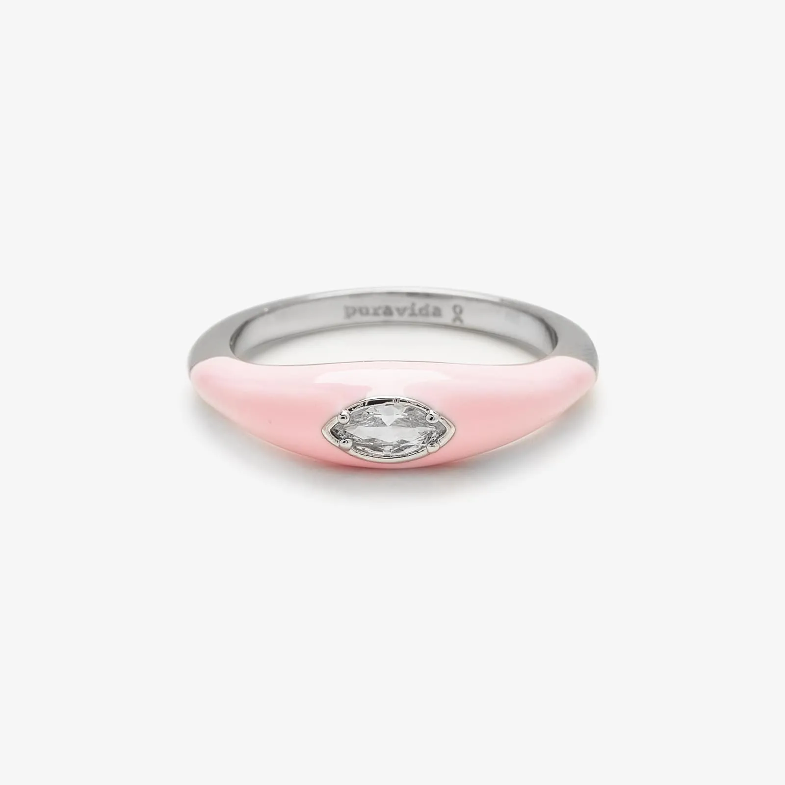 Boarding for Breast Cancer Marquise Enamel Ring sold by Pura Vida