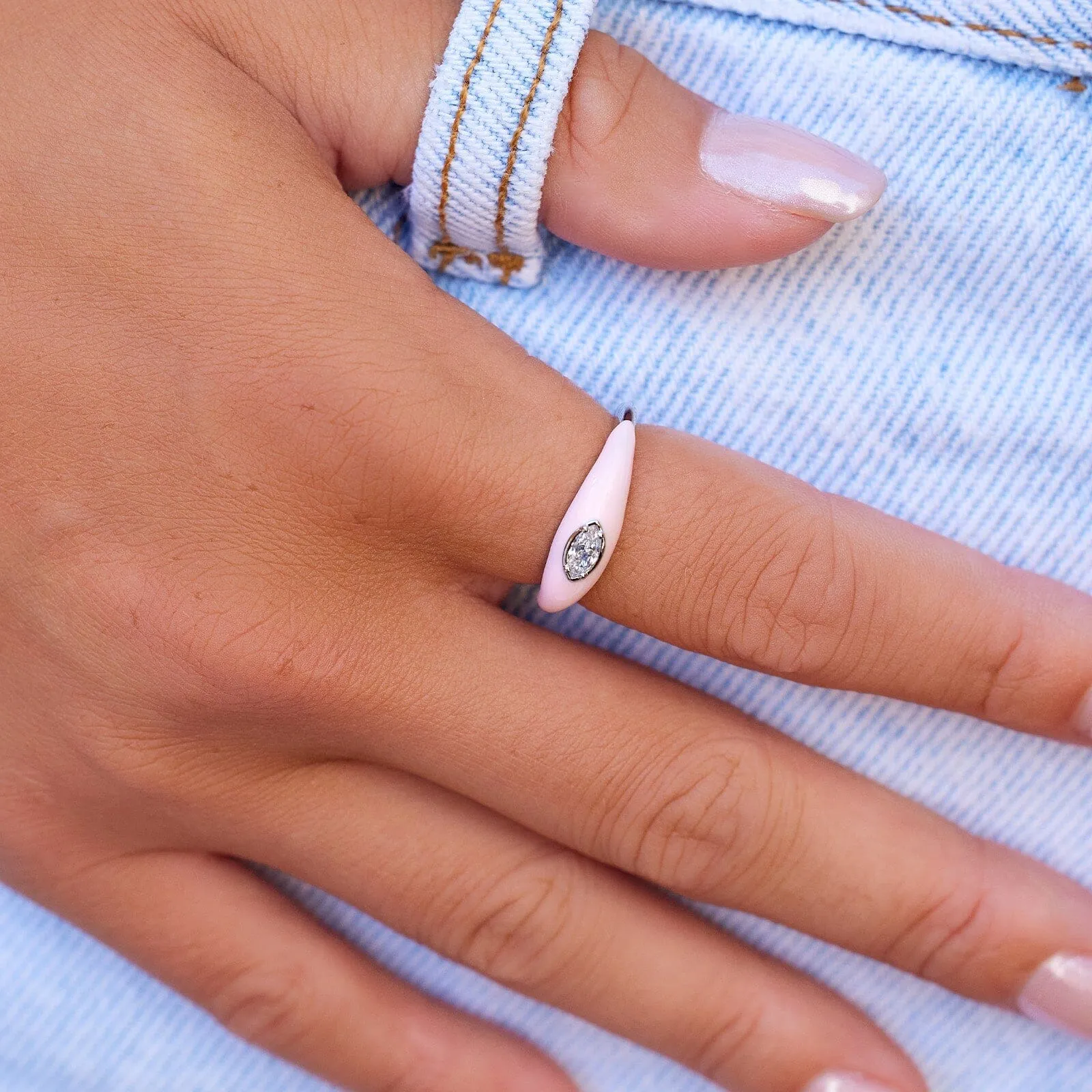Boarding for Breast Cancer Marquise Enamel Ring sold by Pura Vida product image thumbnail 3
