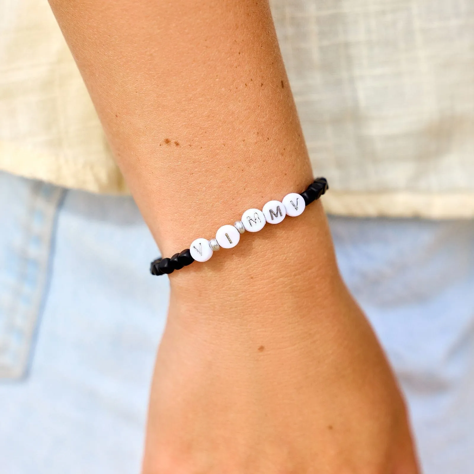Silver Hematite Bead Stretch Bracelet sold by Pura Vida product image thumbnail 3