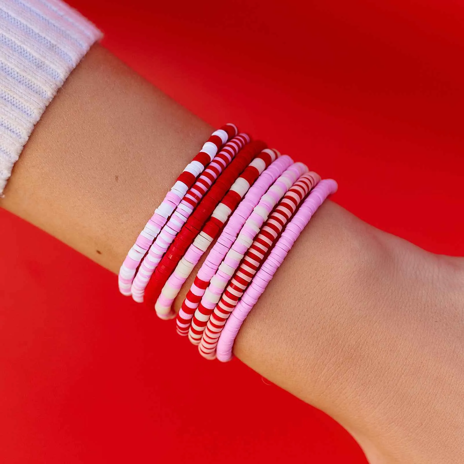 Vacation Vibes Pink Moment Stretch Bracelet Set of 8 sold by Pura Vida product image thumbnail 4