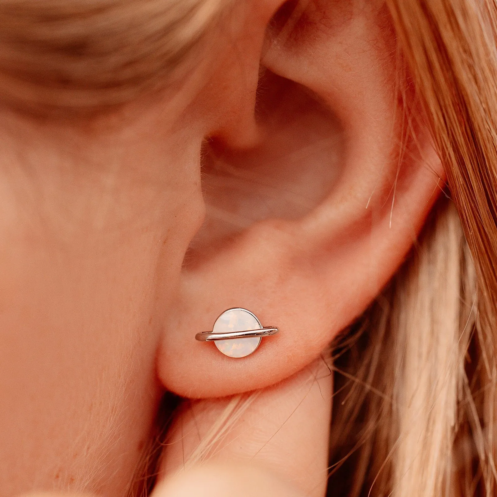 Rose Gold Opal Saturn Stud Earrings sold by Pura Vida product image thumbnail 4