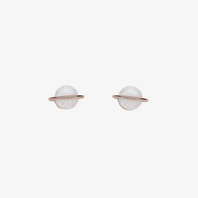Rose Gold Opal Saturn Stud Earrings sold by Pura Vida