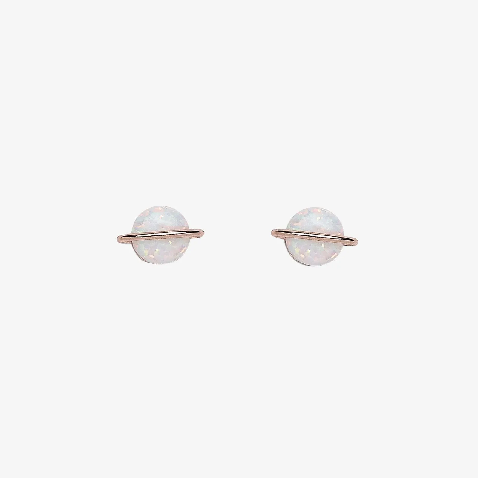 Rose Gold Opal Saturn Stud Earrings sold by Pura Vida