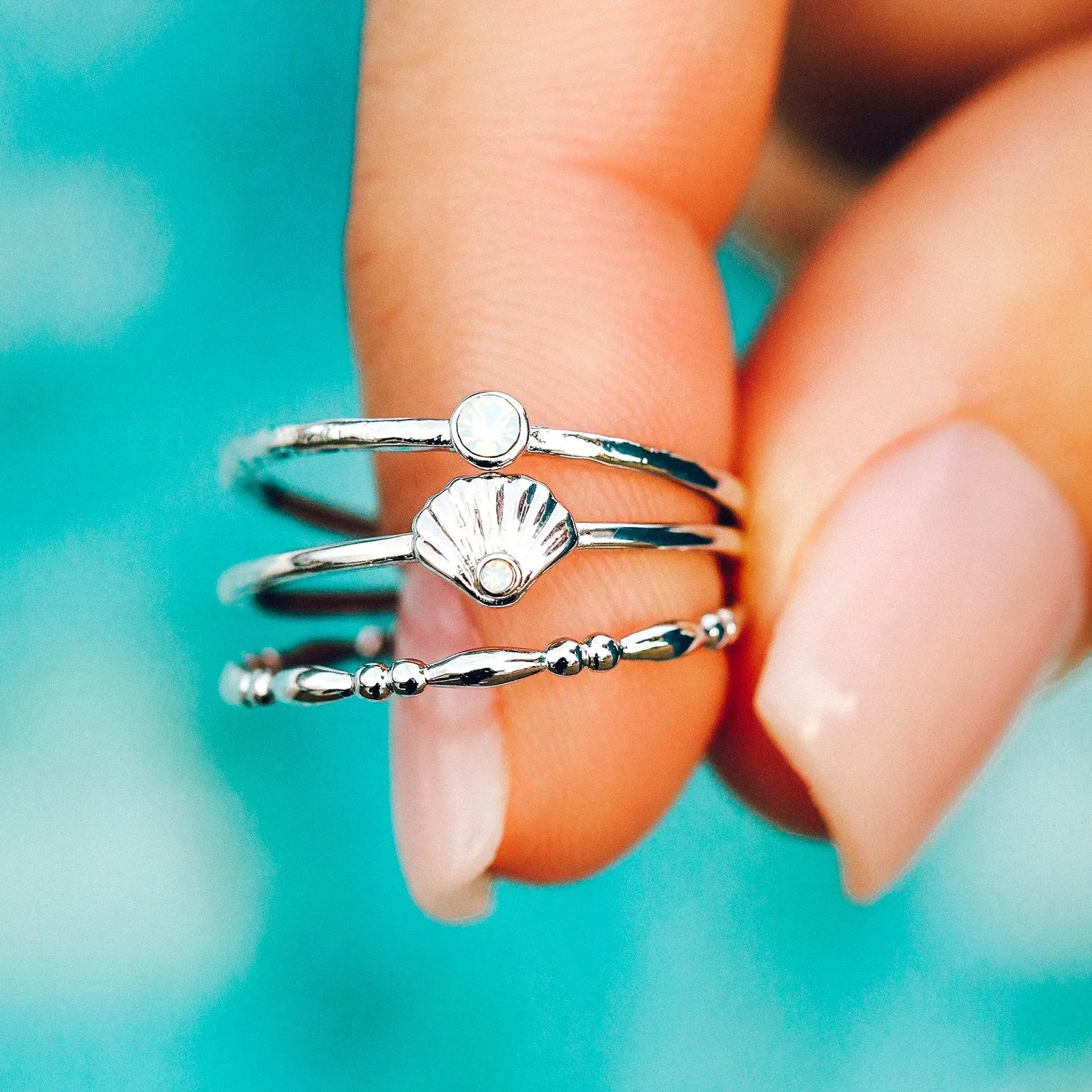 Opal Shell Ring Stack sold by Pura Vida product image thumbnail 4